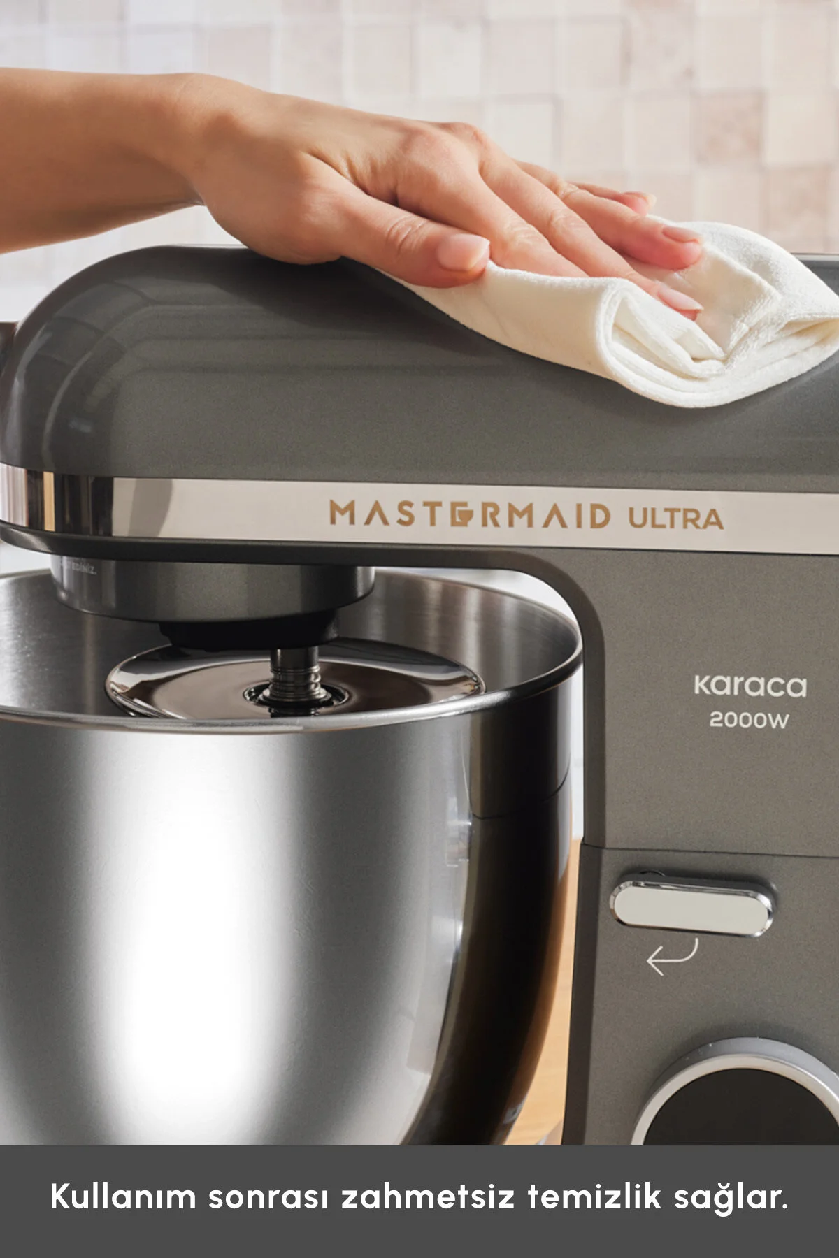 Karaca Mastermaid Chef Ultra D2000W Dijital Ekranlı Hamur Yoğurma Makinesi Galaxy Grey 7L