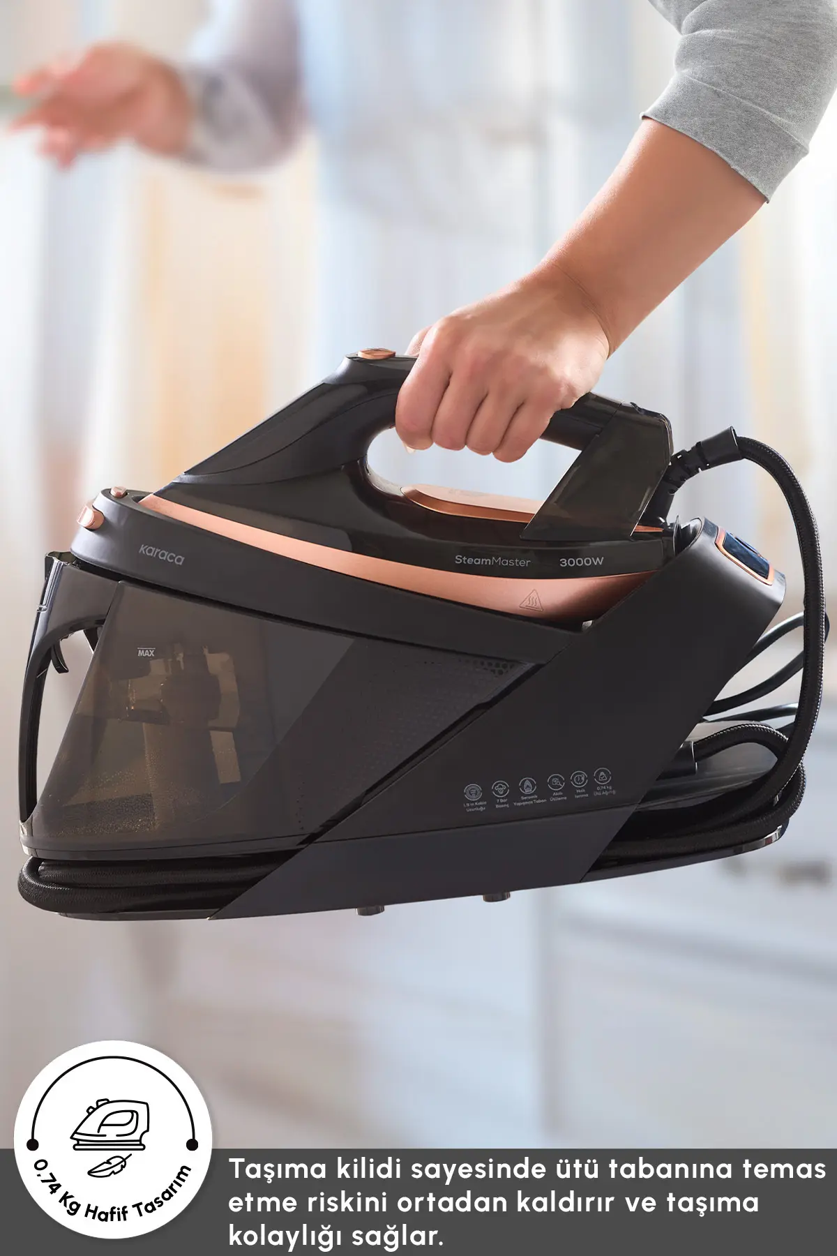 Karaca Vantuz Steammaster Buhar Kazanlı Ütü Black Rose 3000 W