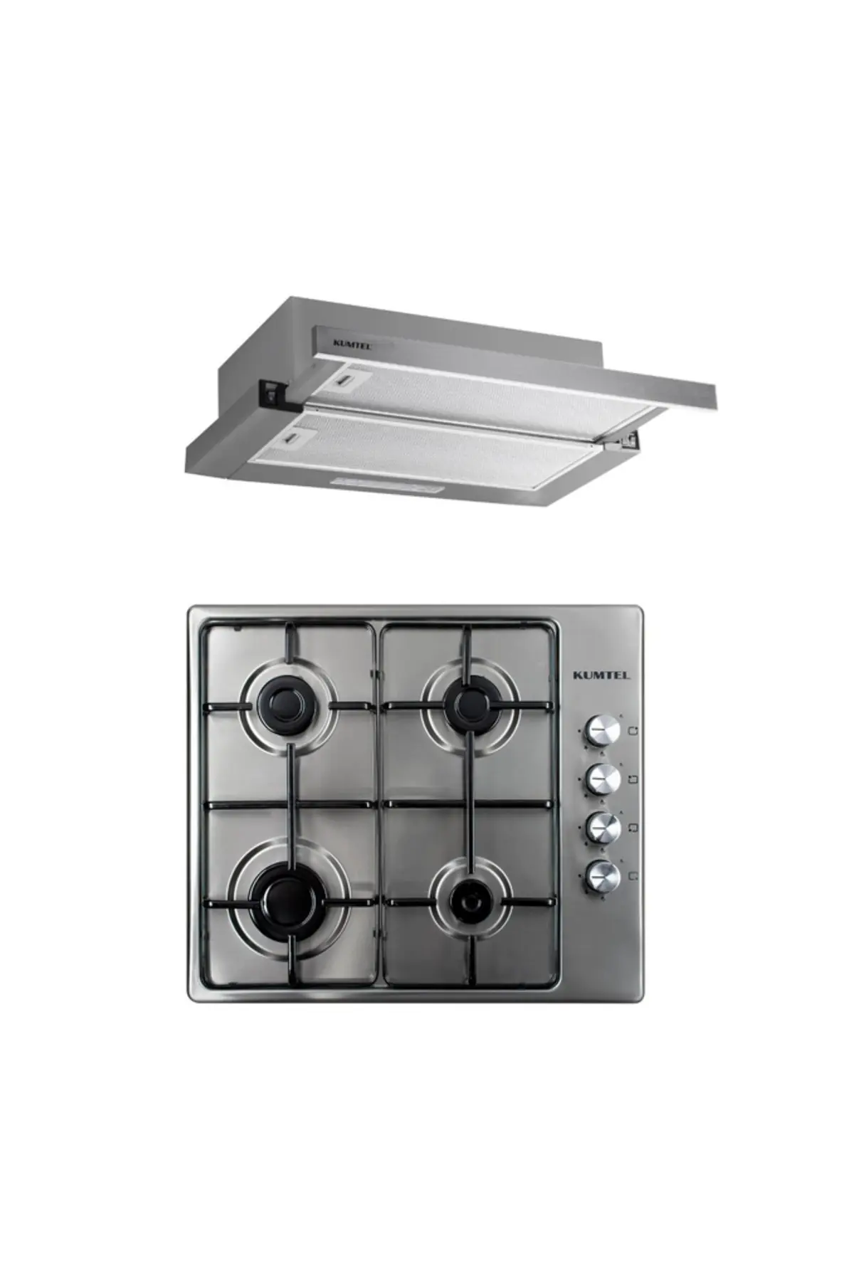 KUMTEL Inox Setüstü 2 li Set (Ocak-Aspiratör)