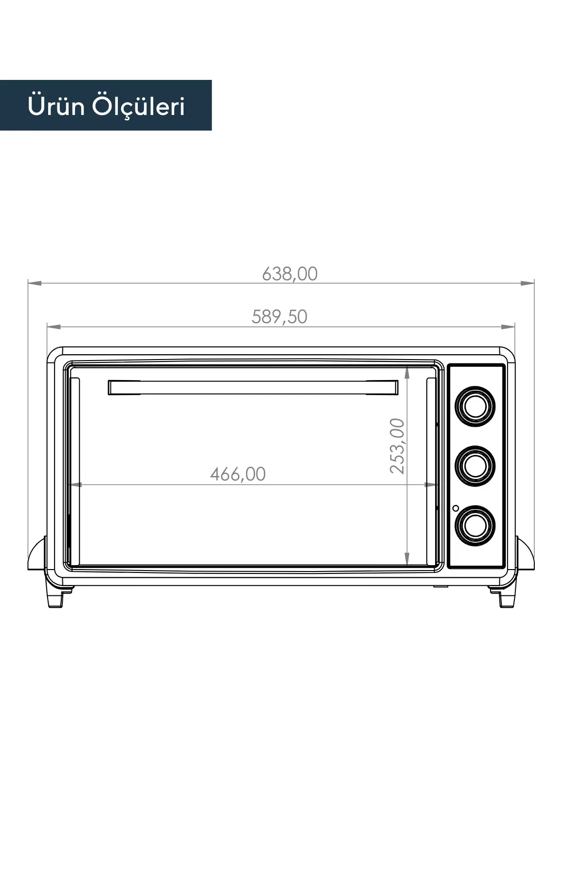 KUMTEL LX-3525 Turbo 40 Litre Mini Fırın - Gri