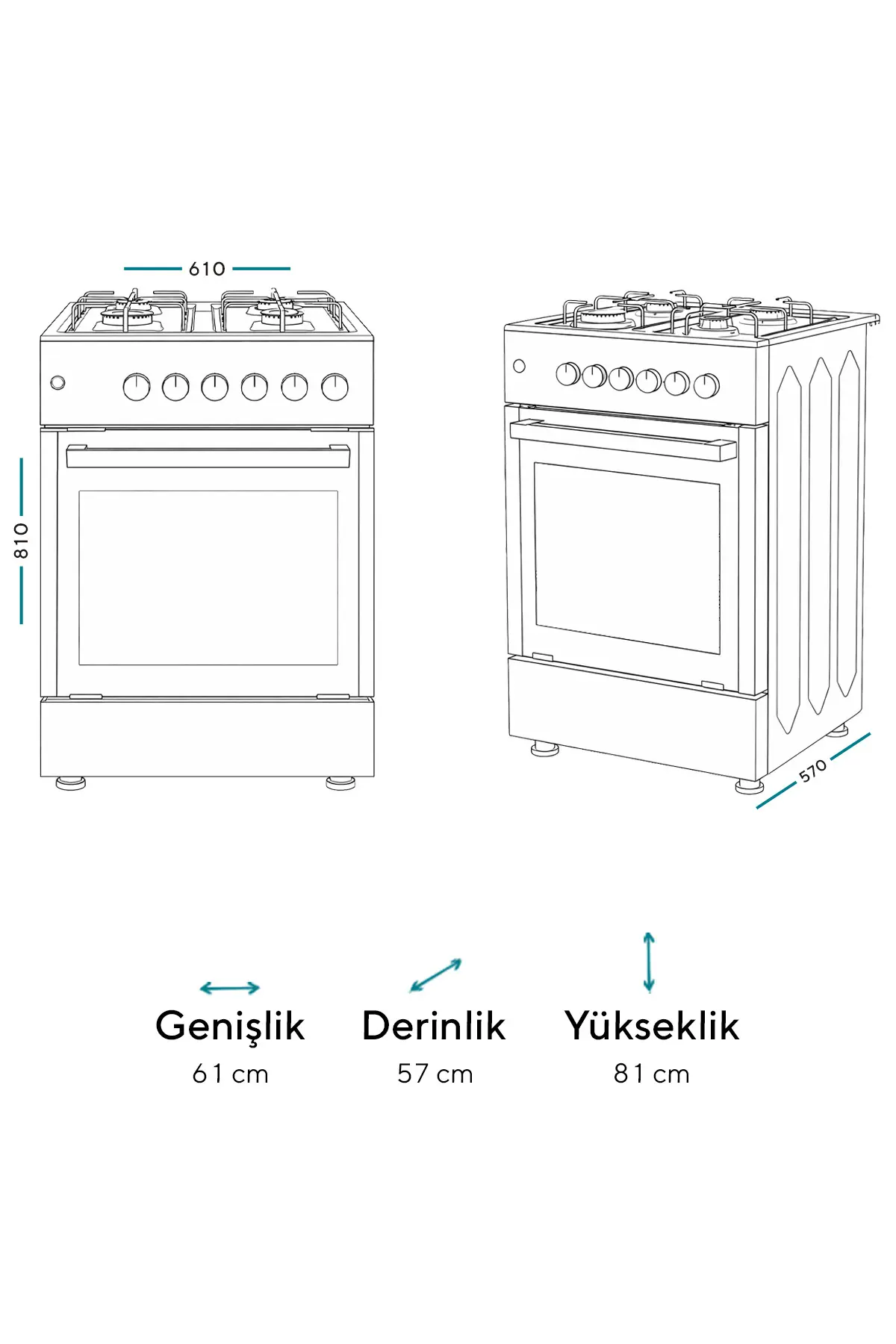 KUMTEL Tam Boy Fırın Inox LF662S-40F