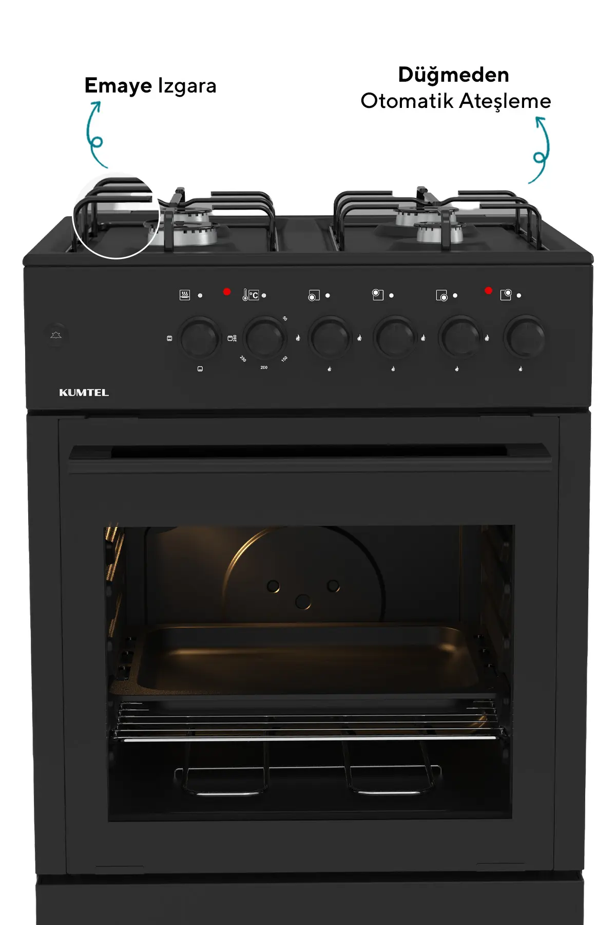 KUMTEL Tam Boy Fırın Siyah 662S-40F