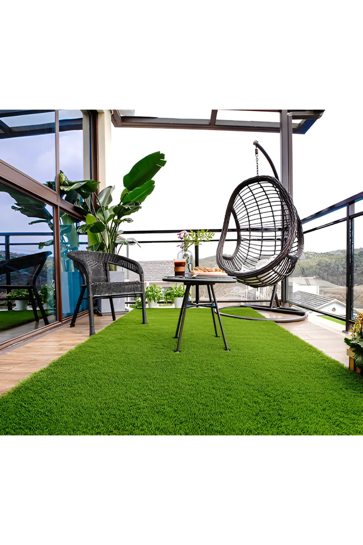 LİNOS HOME Özel Dekoratif Suni Çim Halı Suya Dayanıklı 7mm Teras Balkon Bahçe Sonsuz Ebat