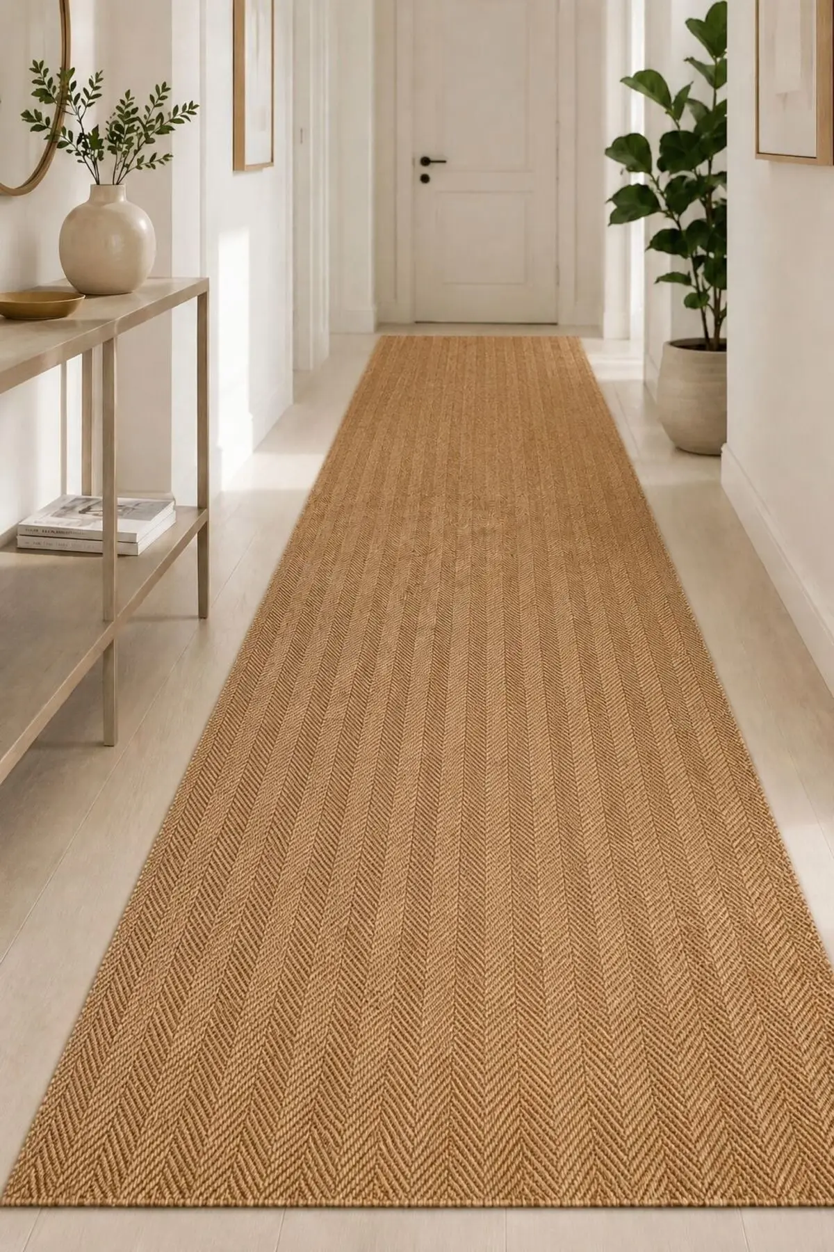 Lorente Home Liora Kahverengi Hasır Jüt Kaymaz Taban Sisal Kilim Yıkanabilir Koridor Halısı 1901