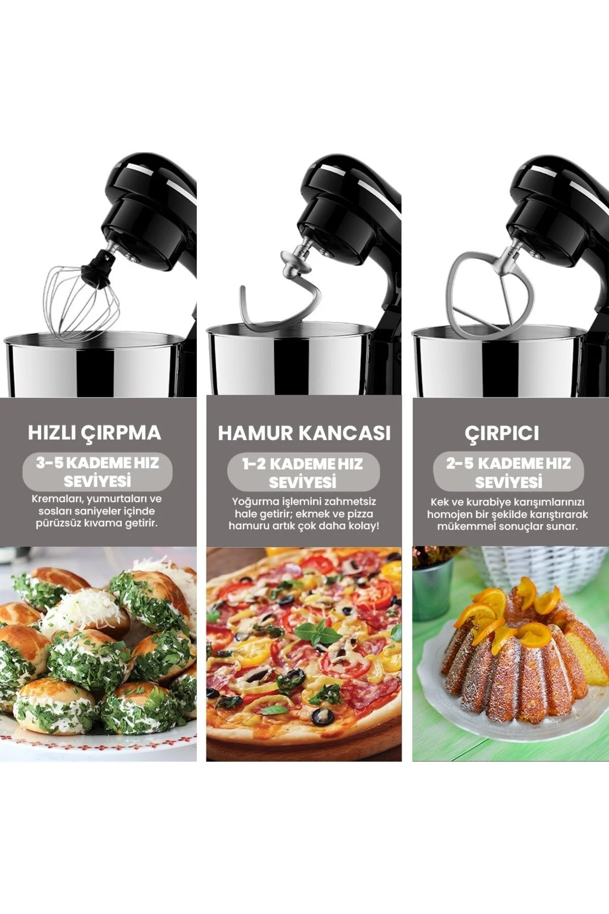 Lydsto Kitchen Helper Pv-4700 1500w-5.2 Litre -10 Kademe Hız Ayarı Stand Mikser Hamur Yoğurma Makinesi Krem