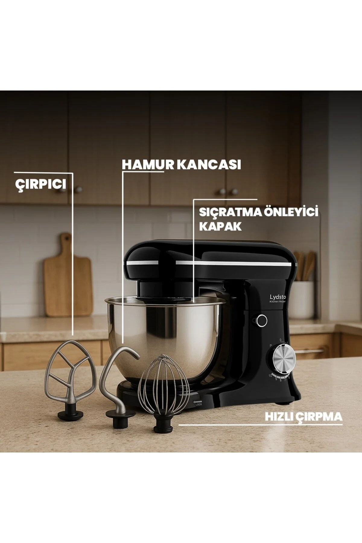 Lydsto Kitchen Helper PV-4700 1500W-5.2 Litre -10 Kademe Hız Ayarı Stand Mikser Hamur Yoğurma Makinesi