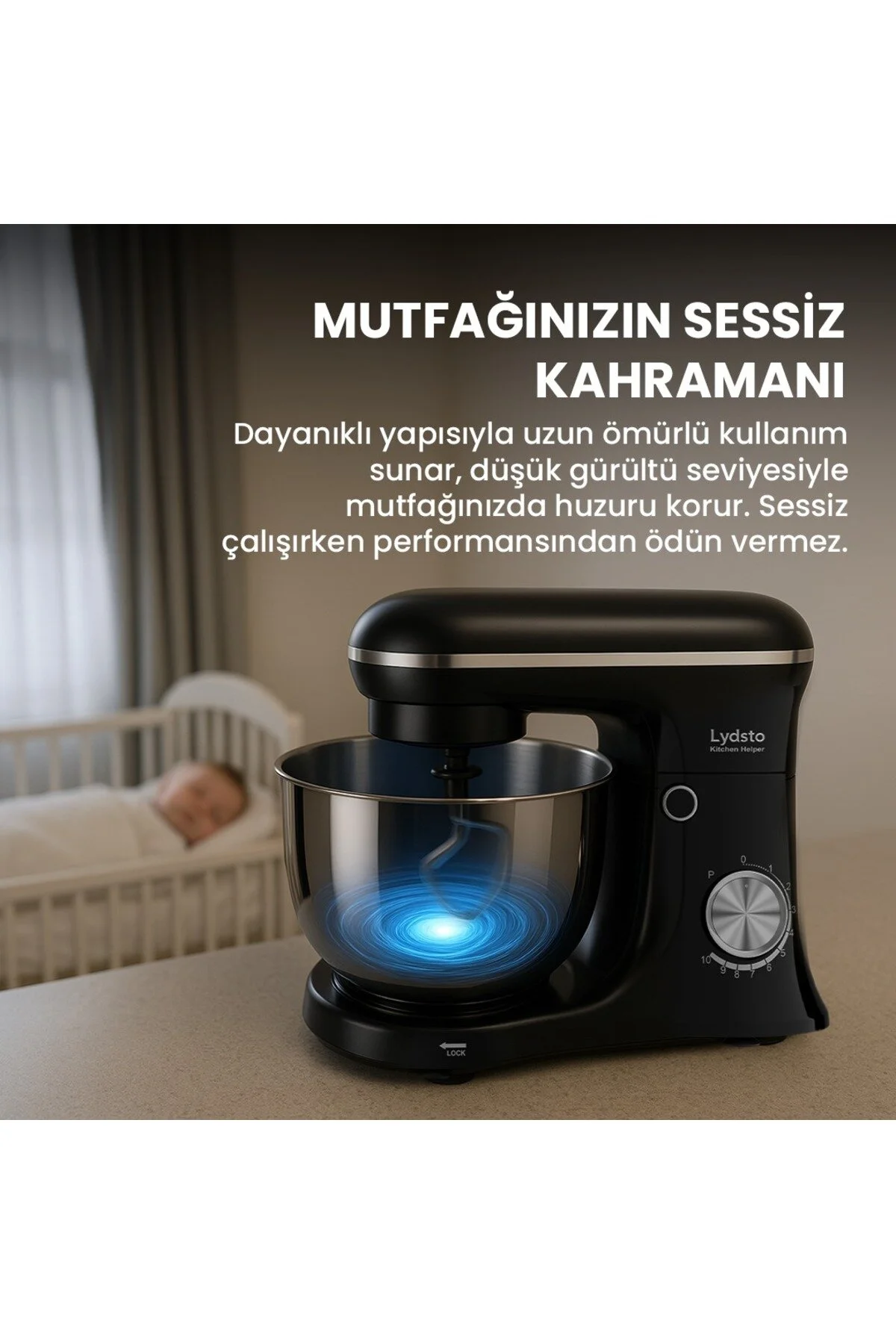Lydsto Kitchen Helper PV-4700 1500W-5.2 Litre -10 Kademe Hız Ayarı Stand Mikser Hamur Yoğurma Makinesi