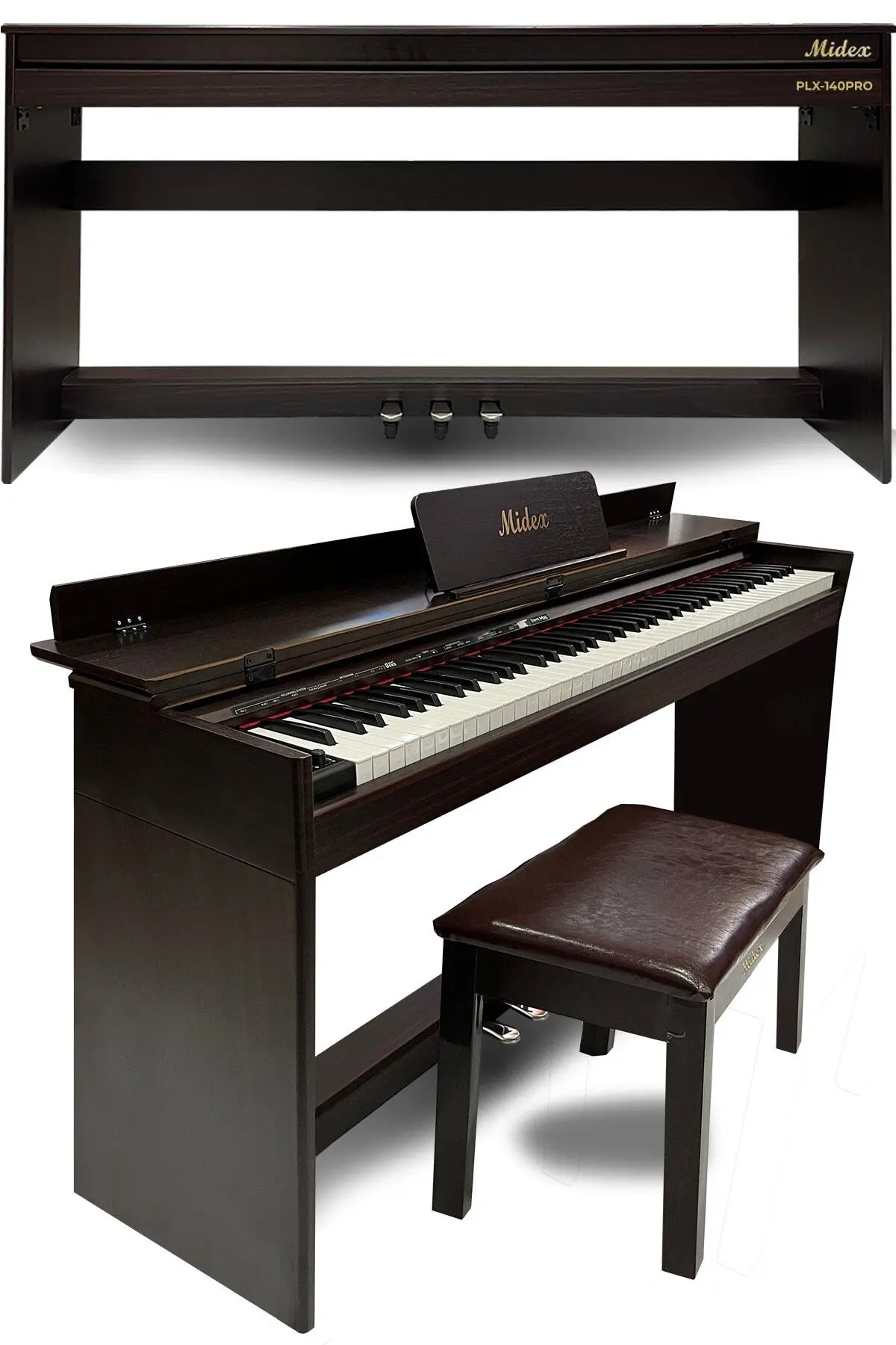 Midex Plx-140 Pro-sr Dijital Piyano Bluetooth Tuş Hassasiyeti 88 Tuşlu Kapaklı (KULAKLIK VE TABURE)