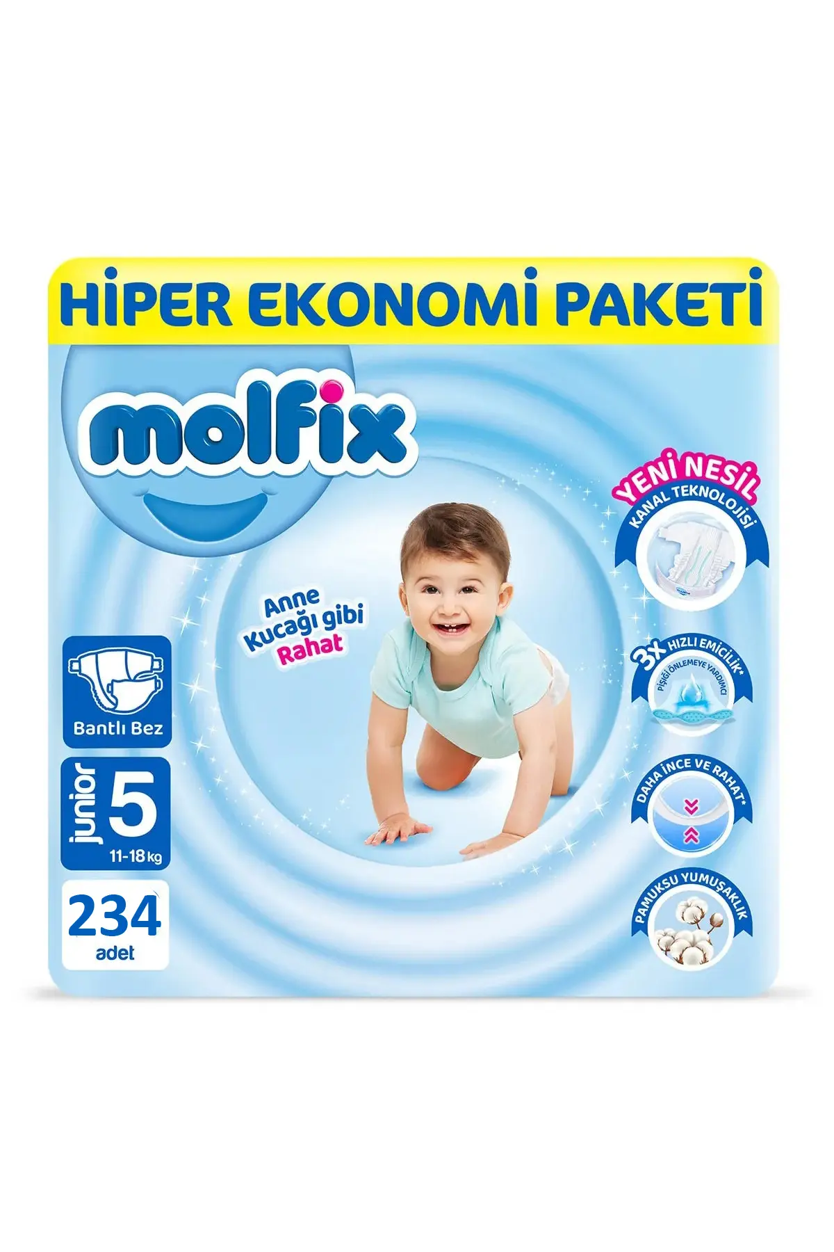 Molfix Bebek Bezi 5 Beden Junior Hiper Ekonomi Paketi 234 Adet