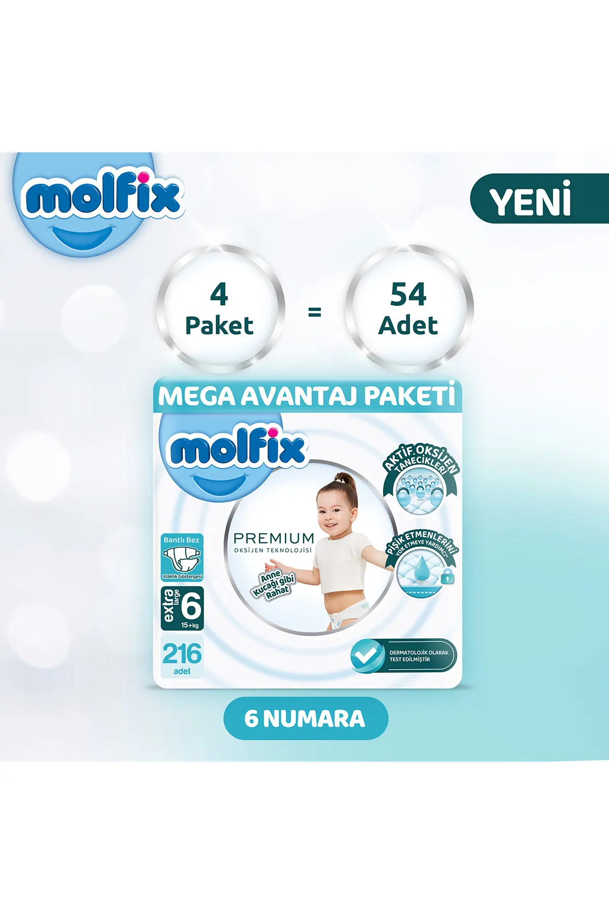 Molfix Premium Mega Avantaj Paketi 6 Beden 216 Adet