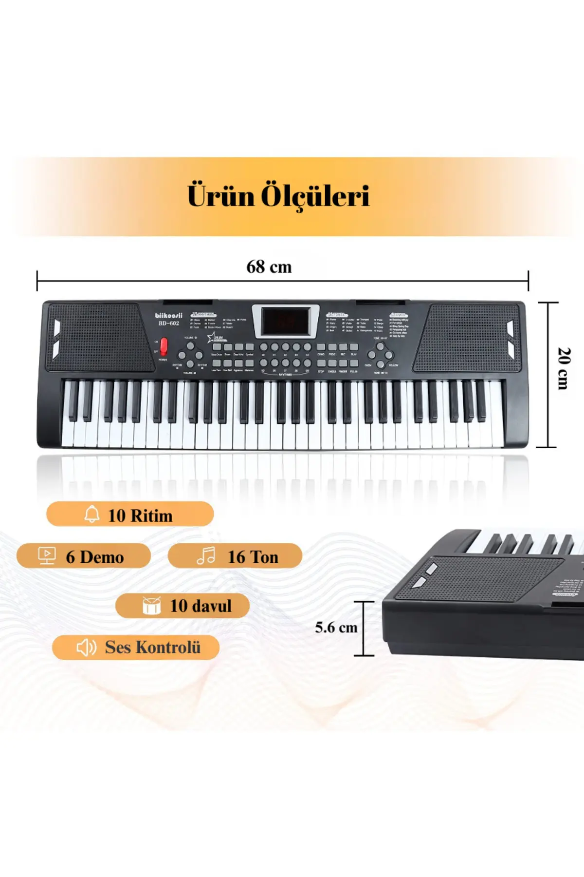 MultiZone 61 Tuşlu Elektronik Işıklı Dijital Çocuk Piyanosu Mikrofonlu Başlangıç Için Keyboard Demolu