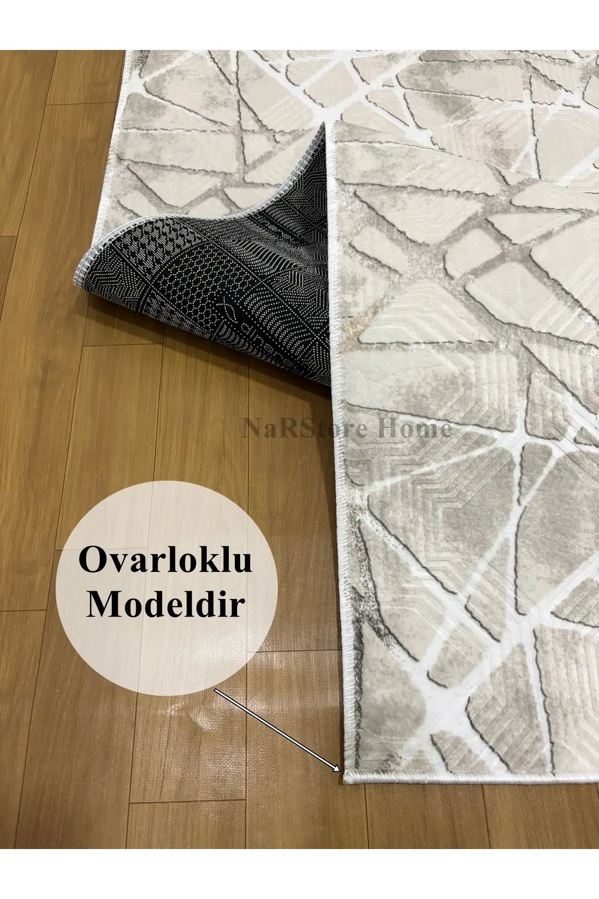 NarStore Home Dinar Mila Taş Gri Kaymaz Taban Yıkanabilir Kesme Yolluk Halı Modern Desen