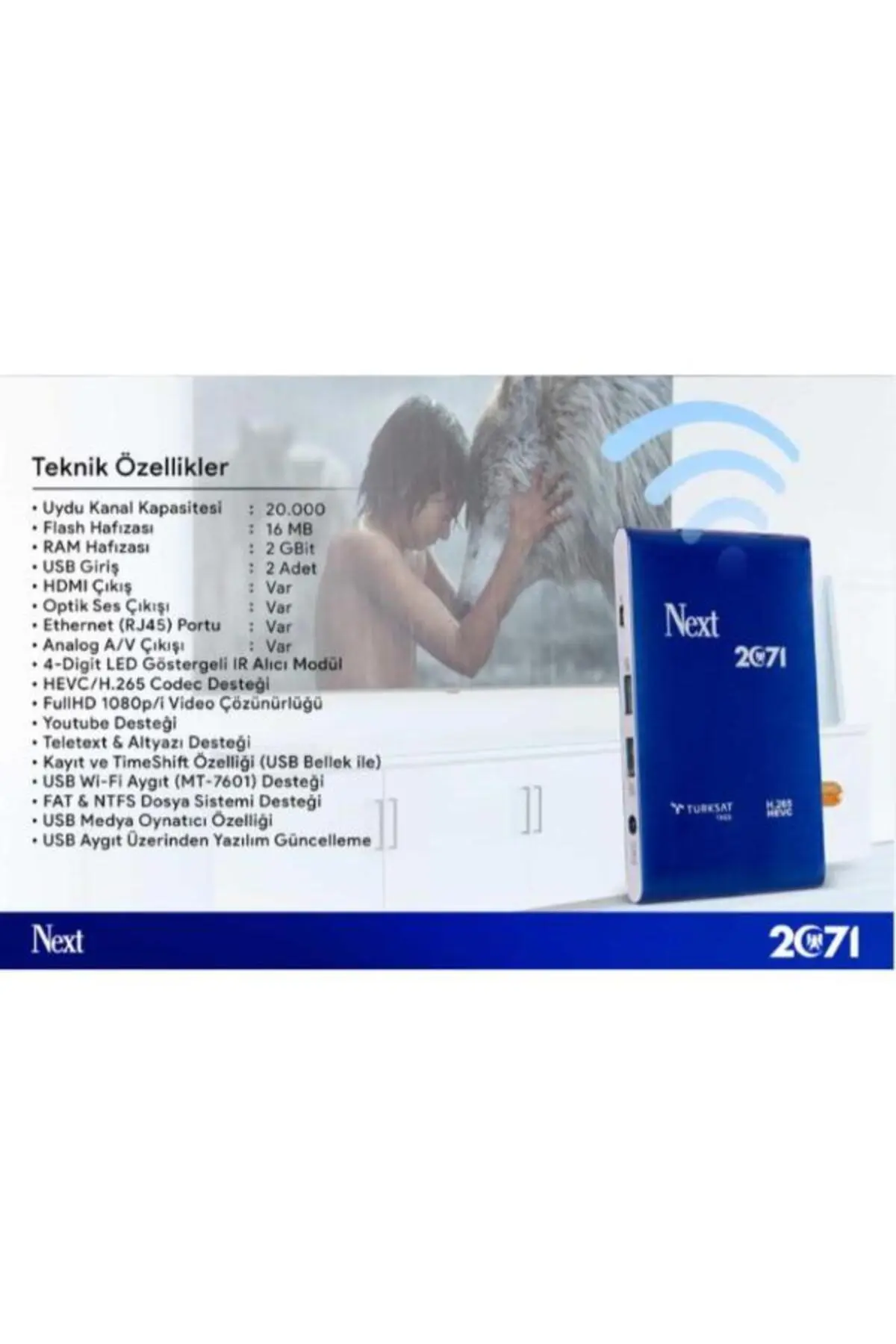 Next 2071 Hd H 265 Çanaksız Internet Tv Mini Uydu Alıcısı+ 7601 wifi aparatı Hediyeli