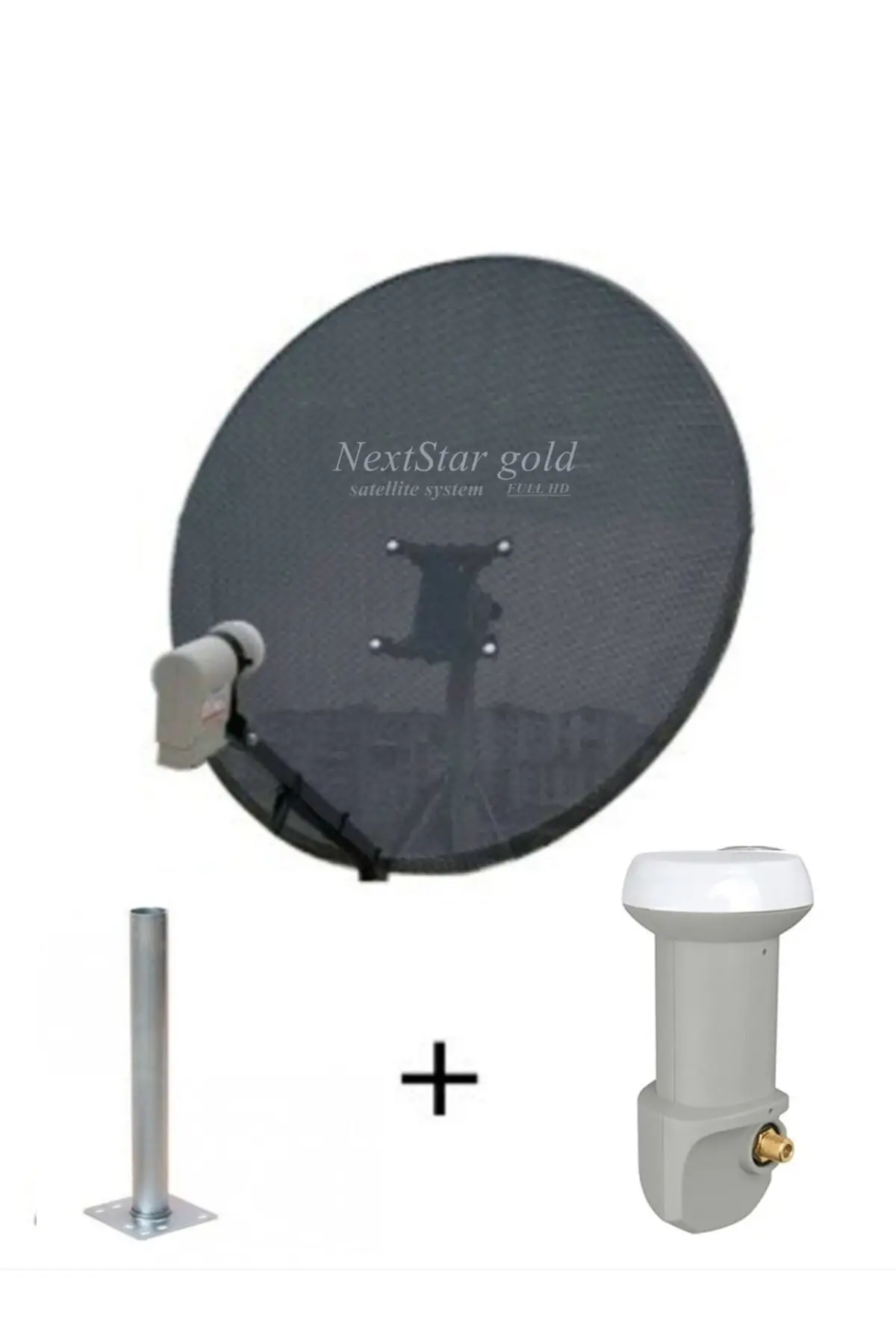 Next Star Gold 85 Cm Delikli 0,6 Mm. Gri Renk Ofset Çanak Anten Lnb Montaj Borusu