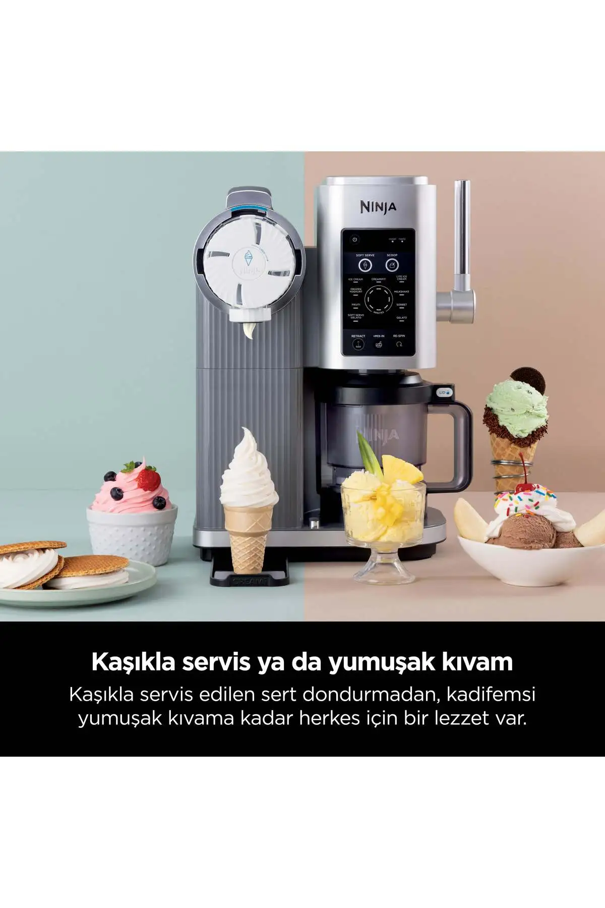 NINJA Swirl by CREAMi 13-in-1 Soft Serve & Dondurma Makinesi-Frosted Strawberry Matcha