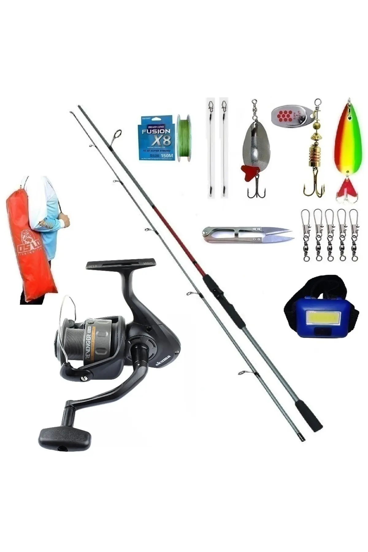 Okuma Revenger Rv-40 Remixon Double Black 270cm 15-40gr Turna Spin Olta Takımı Seti