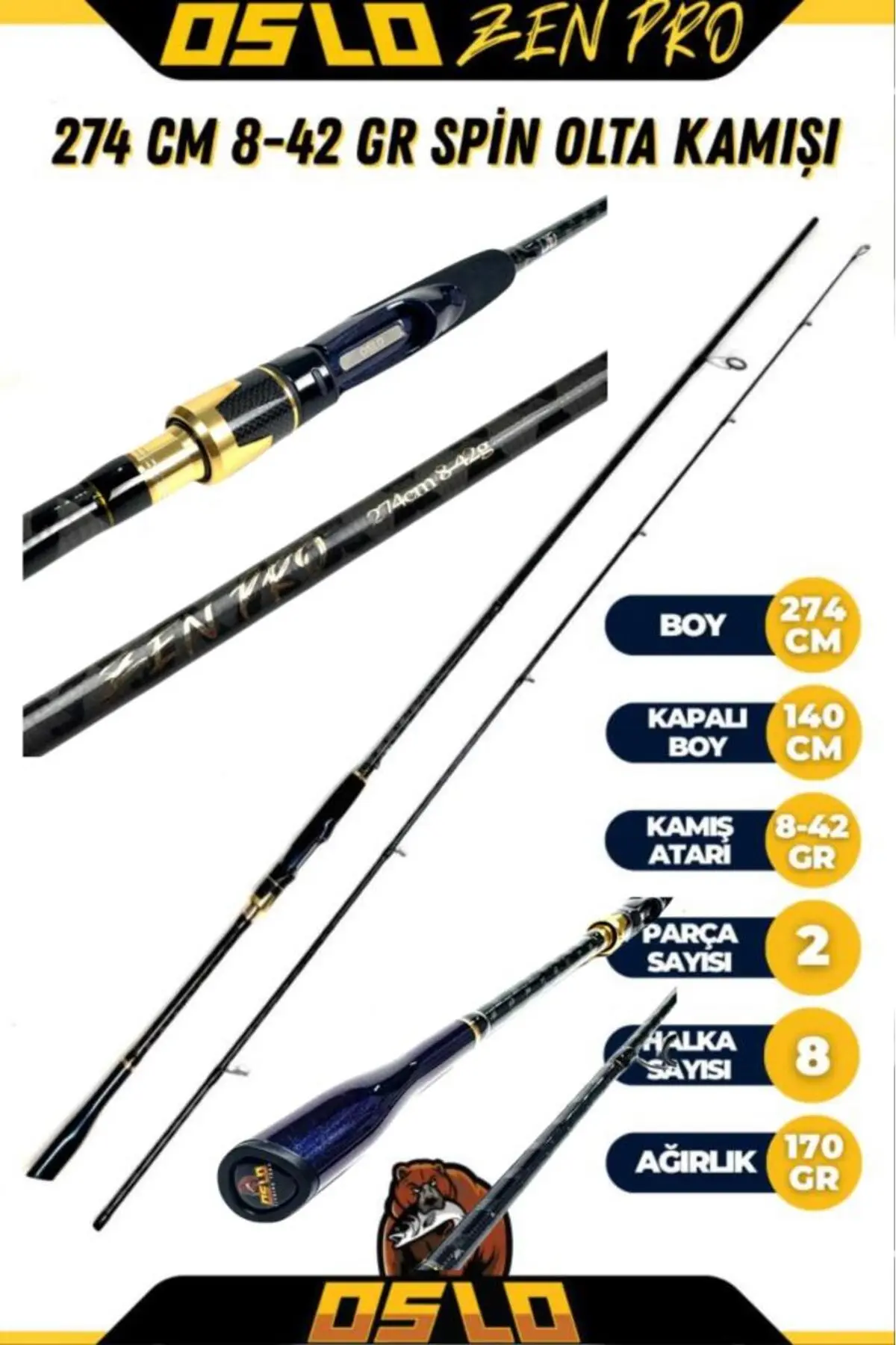Oslo Zen Pro 274cm 8-42gr Prime 3000 Spin Olta Seti