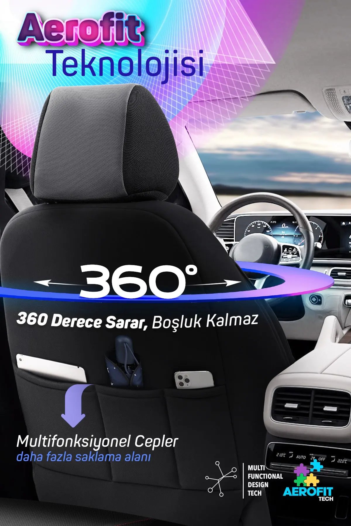 Otom Oto Koltuk Kılıfı Tam Set Deri Kırmızı Ekstra Destekli - Core