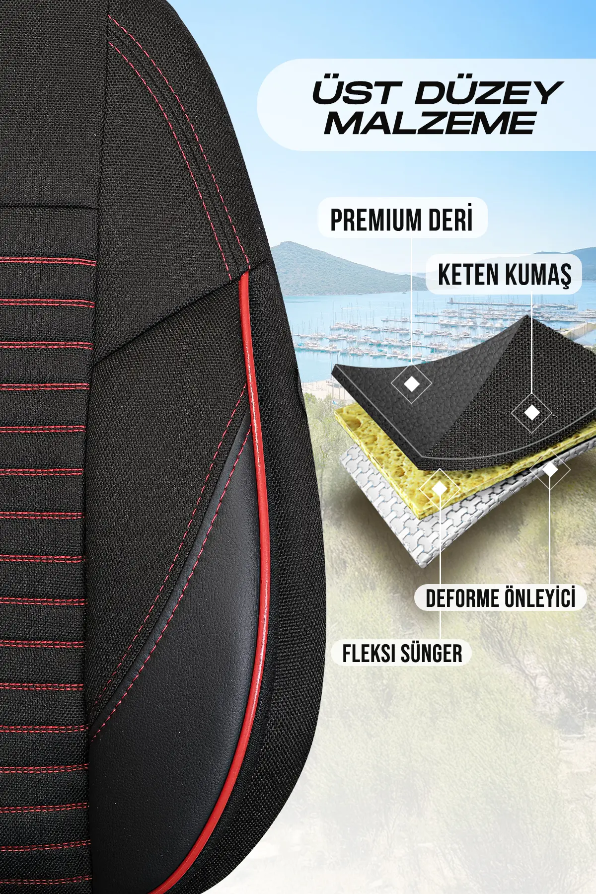 Panda Kılıf PANDA DETROİT SERISI KETEN KUMAŞ OTO KOLTUK KILIFI - TAM SET