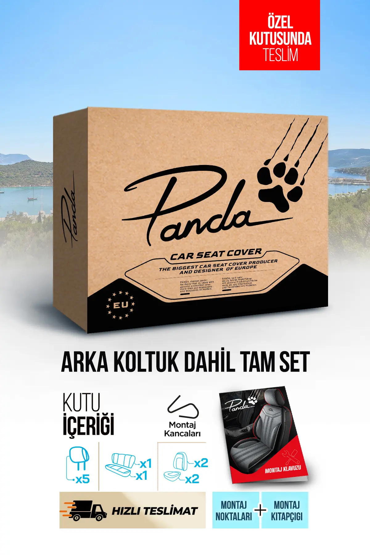 Panda Kılıf PANDA DETROİT SERISI KETEN KUMAŞ OTO KOLTUK KILIFI - TAM SET
