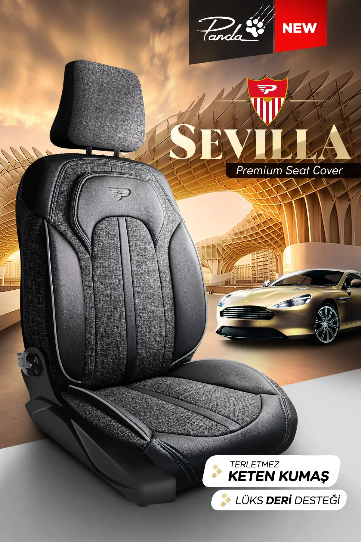 Panda Kılıf PANDA SEVILLA SERISI KETEN KUMAŞ OTO KOLTUK KILIFI - TAM SET