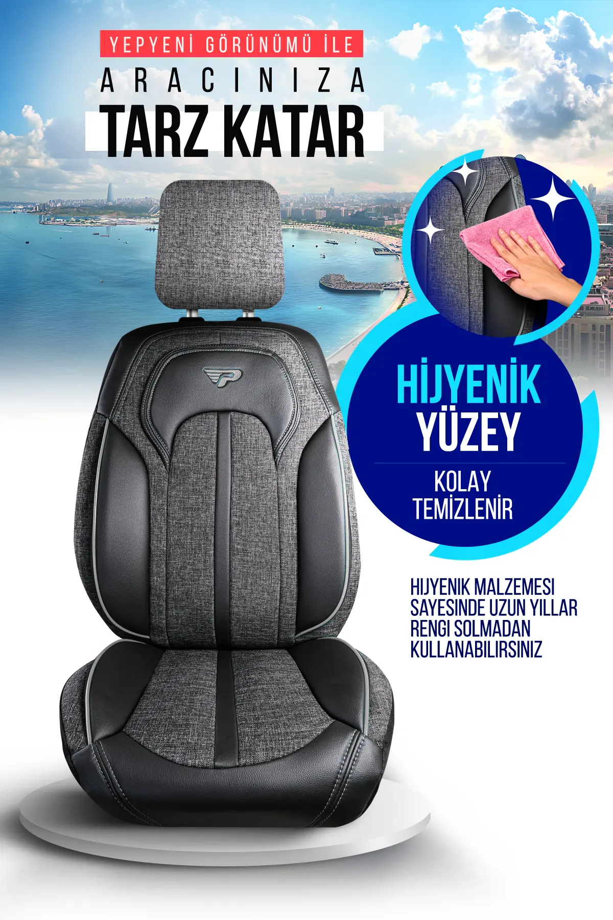 Panda Kılıf PANDA SEVILLA SERISI KETEN KUMAŞ OTO KOLTUK KILIFI - TAM SET