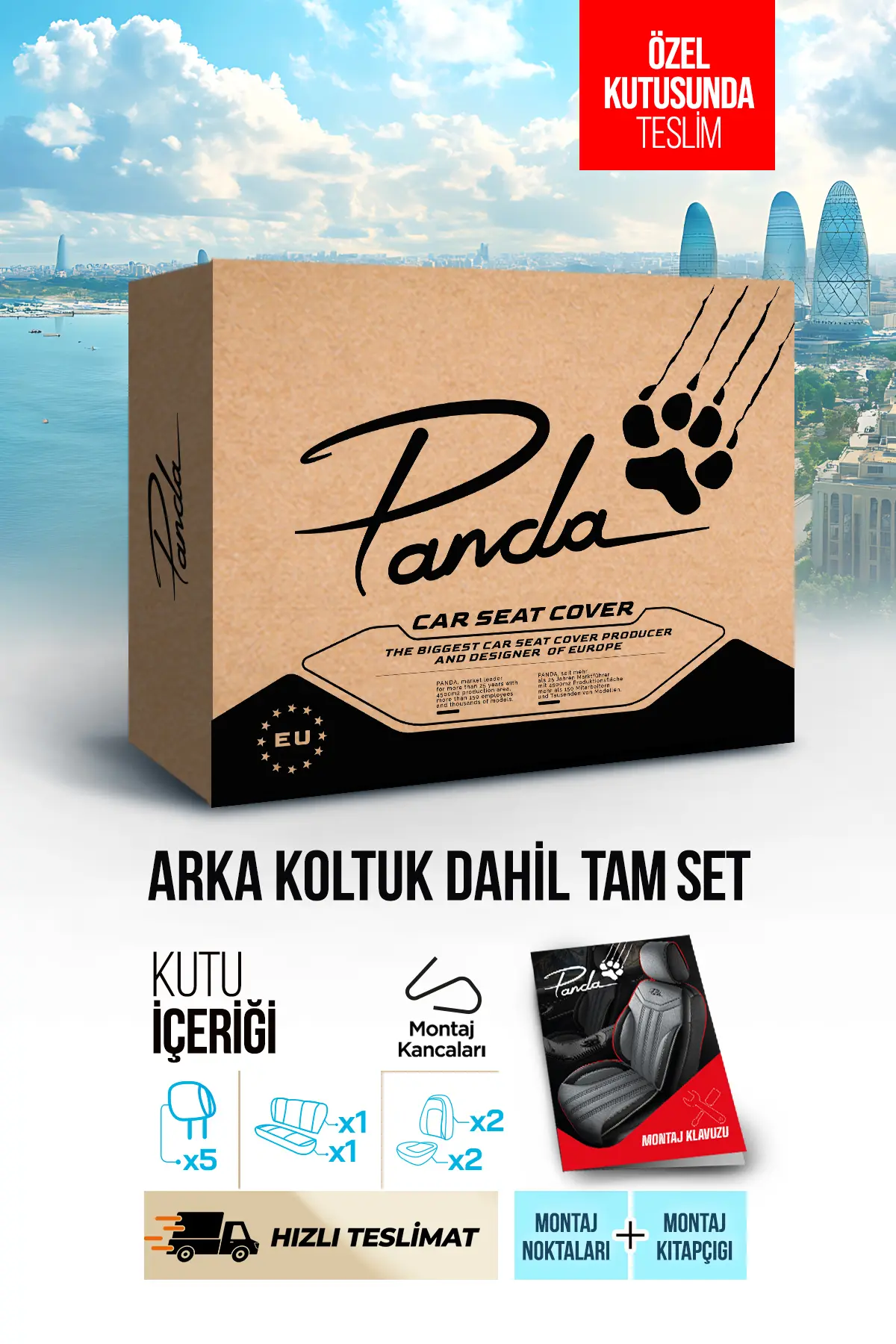 Panda Kılıf PANDA SEVILLA SERISI KETEN KUMAŞ OTO KOLTUK KILIFI - TAM SET