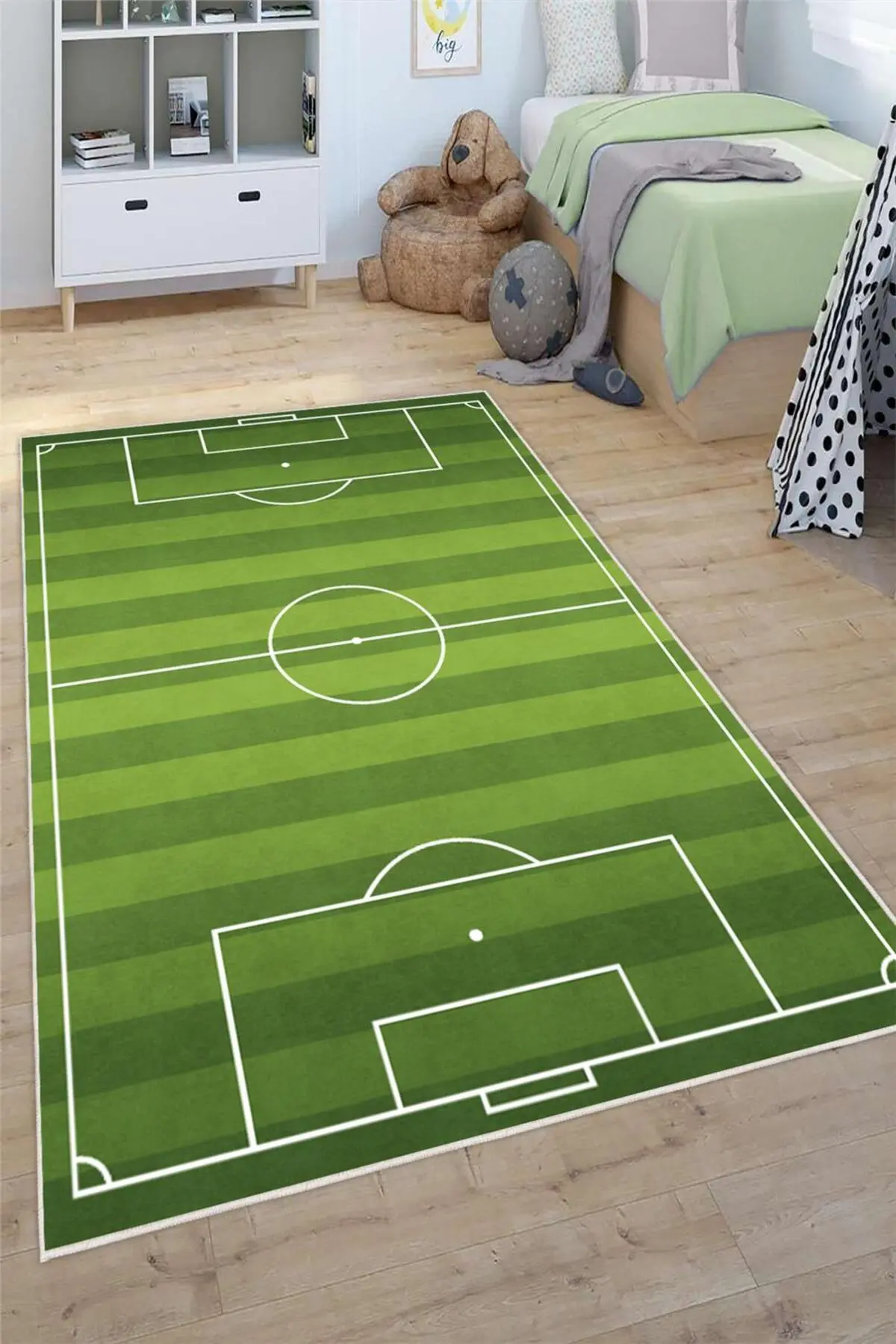 Pelura Halı Futbol Sahası Desenli Yıkanabilir Kaymaz Taban Çocuk Oyun Halısı