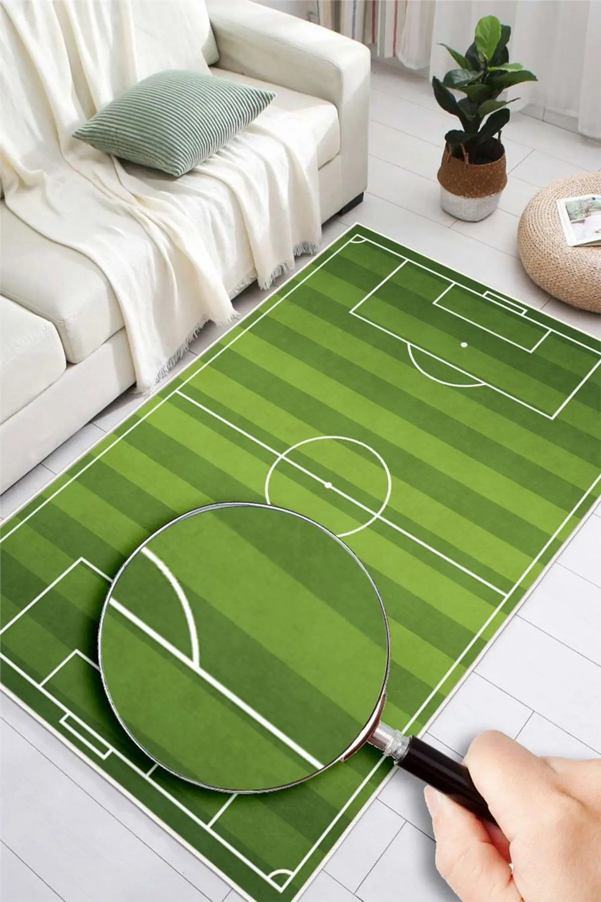 Pelura Halı Futbol Sahası Desenli Yıkanabilir Kaymaz Taban Çocuk Oyun Halısı
