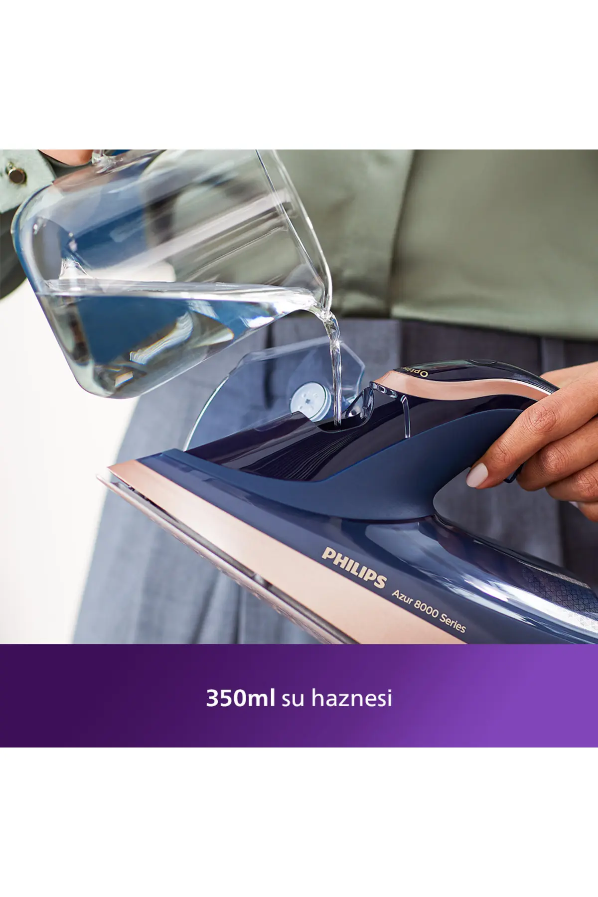 Philips 8000 Serisi Azur Buharlı Ütü, 3000W, 260 g Turbo Şok Buhar, Sıfır Yanık Riski, DST8050/20