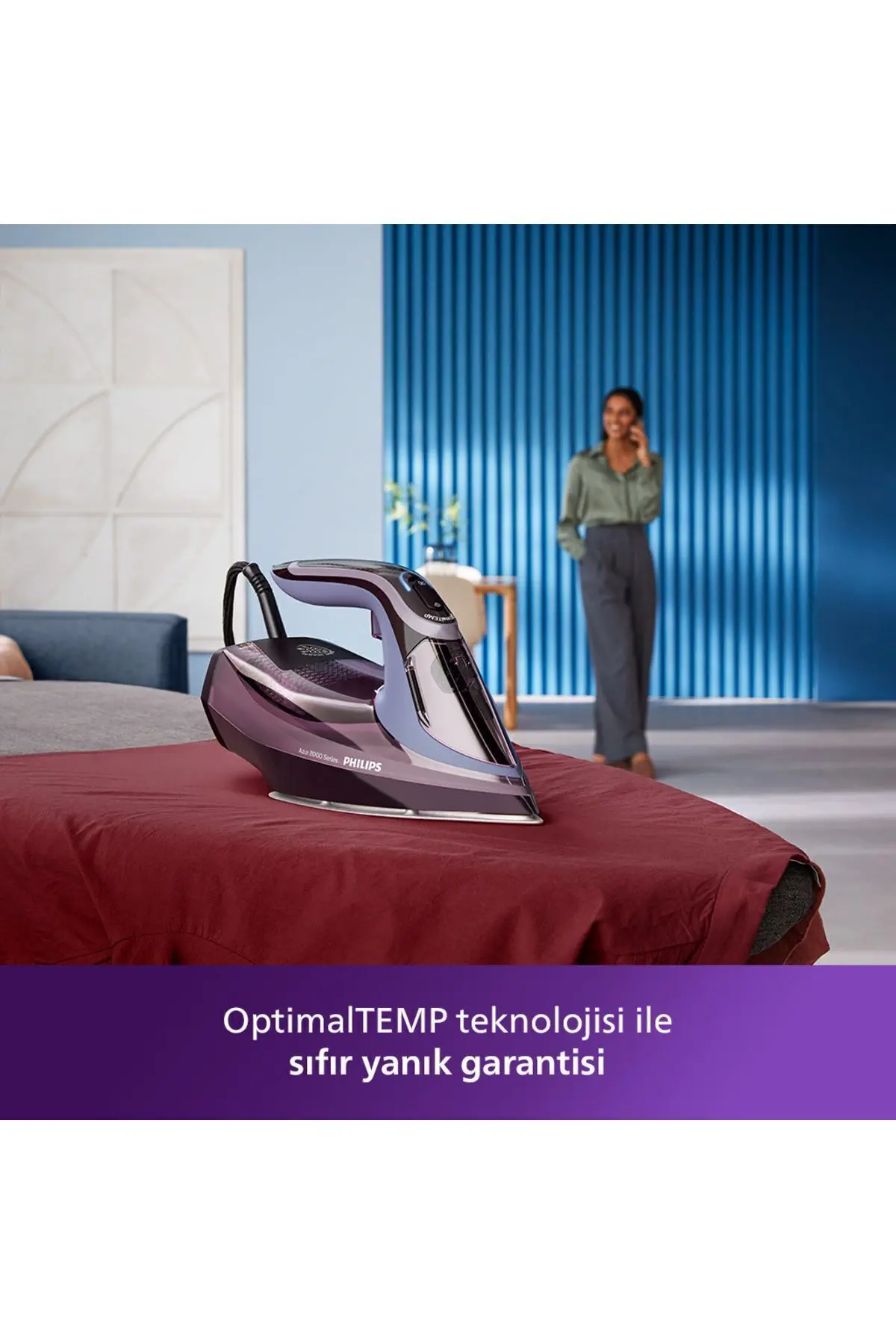 Philips 8000 Serisi Azur Buharlı Ütü, 3000W, SteamGlide, 240 g Şok Buhar, Sıfır Yanık Garantisi, DST8021/30