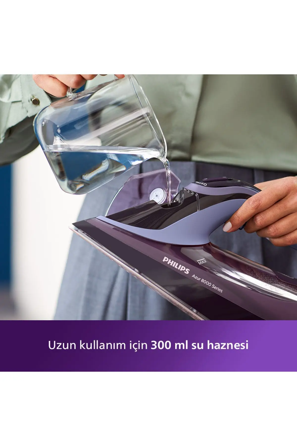 Philips 8000 Serisi Azur Buharlı Ütü, 3000W, SteamGlide, 240 g Şok Buhar, Sıfır Yanık Garantisi, DST8021/30
