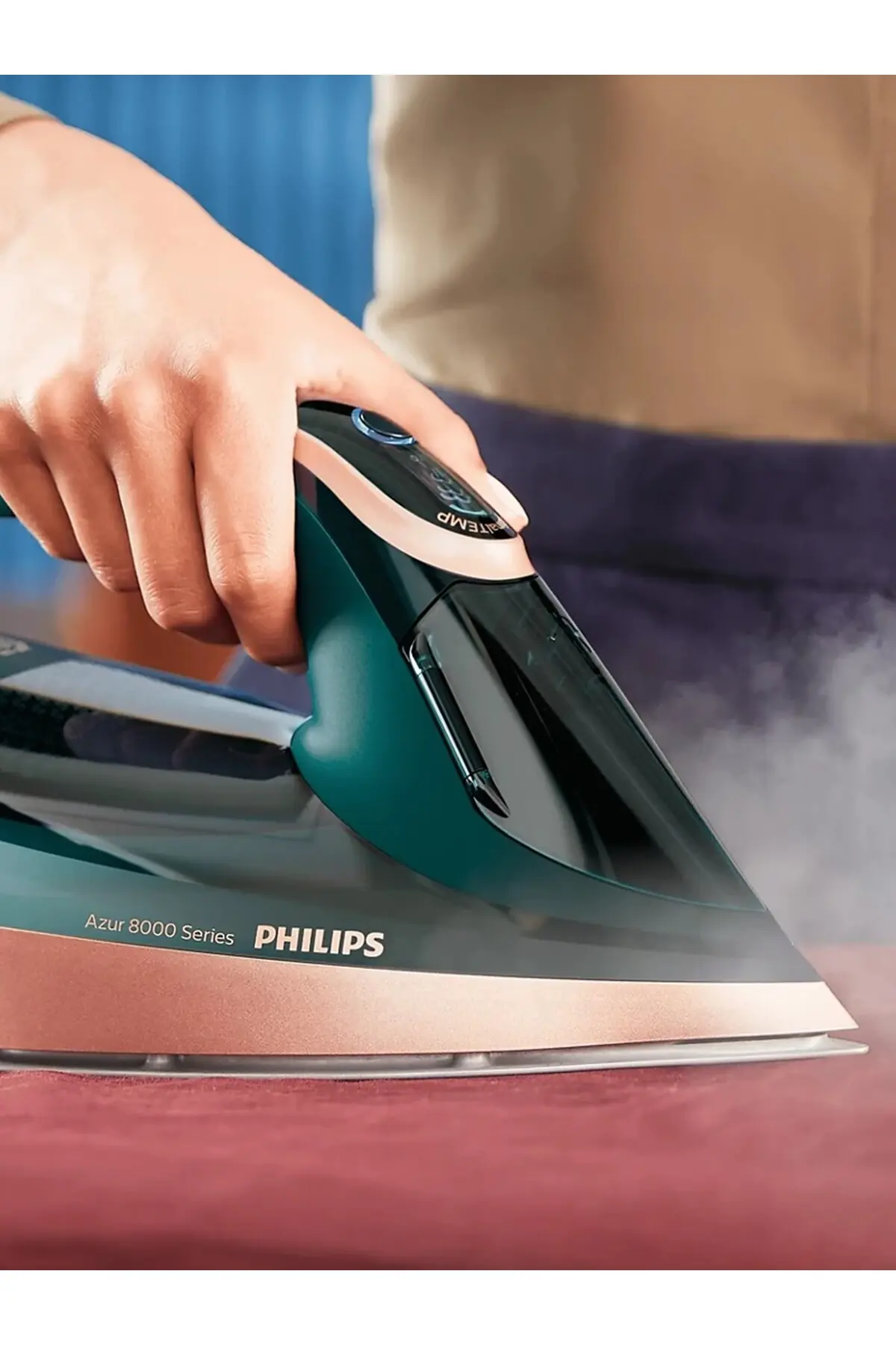 Philips 8000 Serisi Azur Buharlı Ütü, Sıfır Yanık, 240g Turbo şok buhar, 80 g/dk, 3000W, DST8030/70