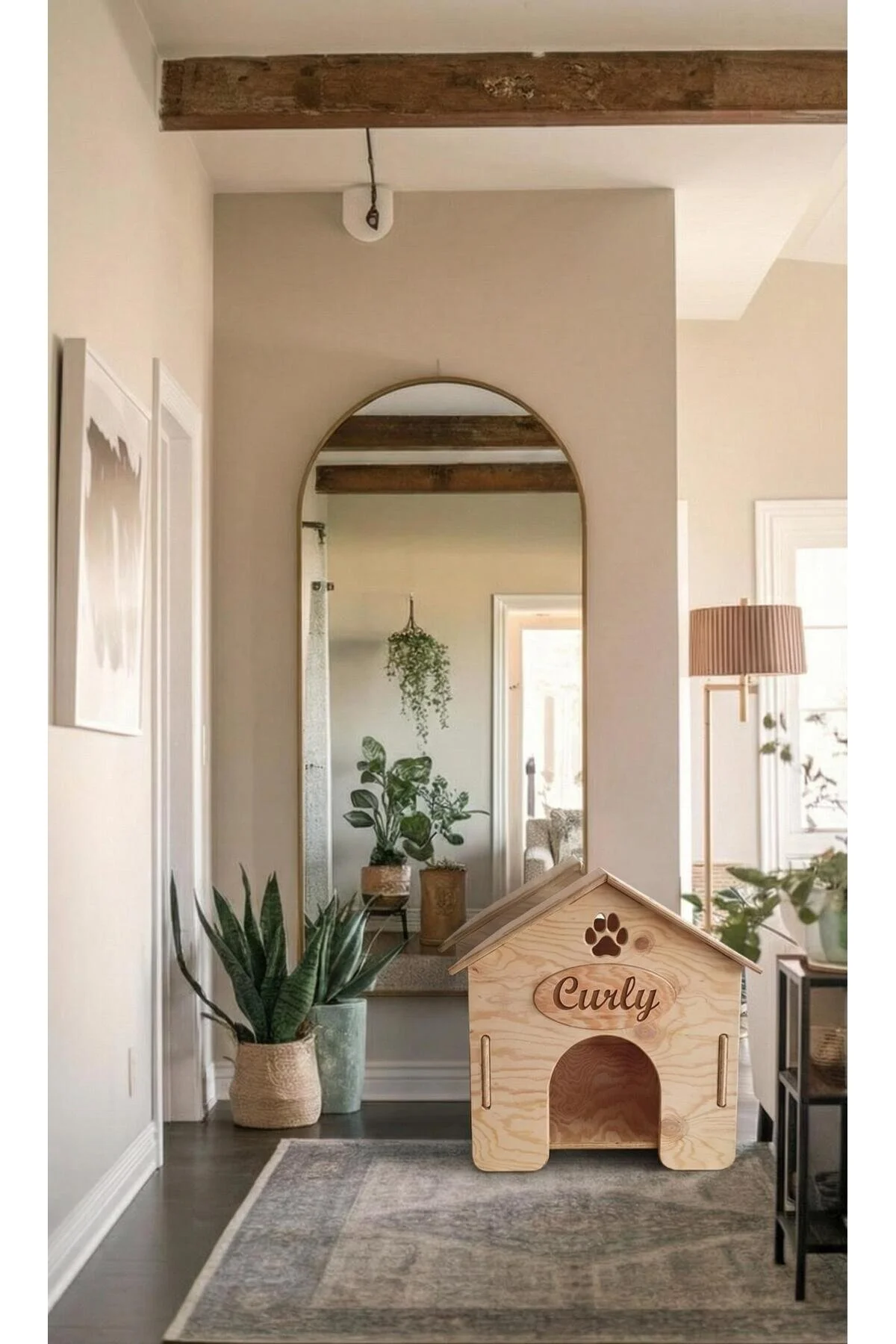 PitrakStore İÇ MEKAN KEDİ-KÖPEK EVİ KULUBESİ İSİMLİKLİ 12mm ÇAM AĞACI KOLAY MONTAJ