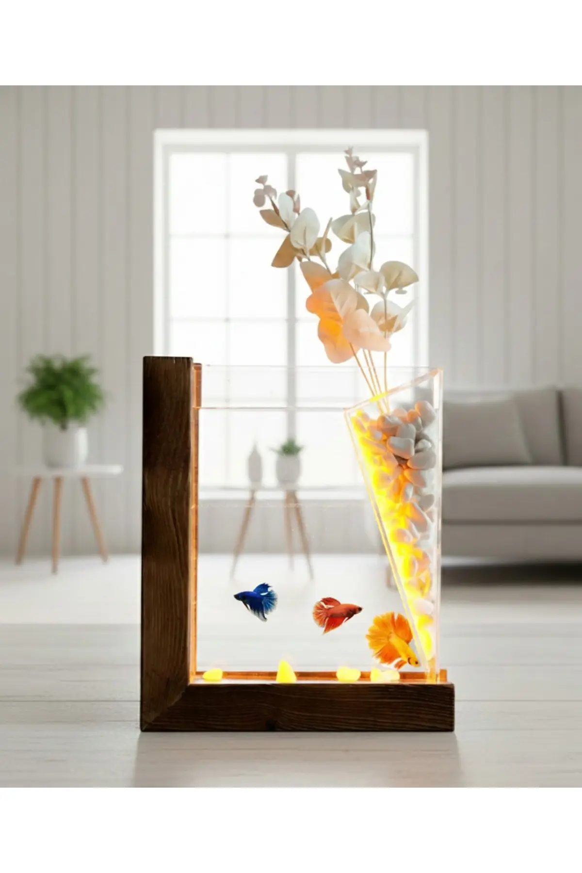 Poyel Decor Aura Wood Amber LED’li Beta Akvaryum