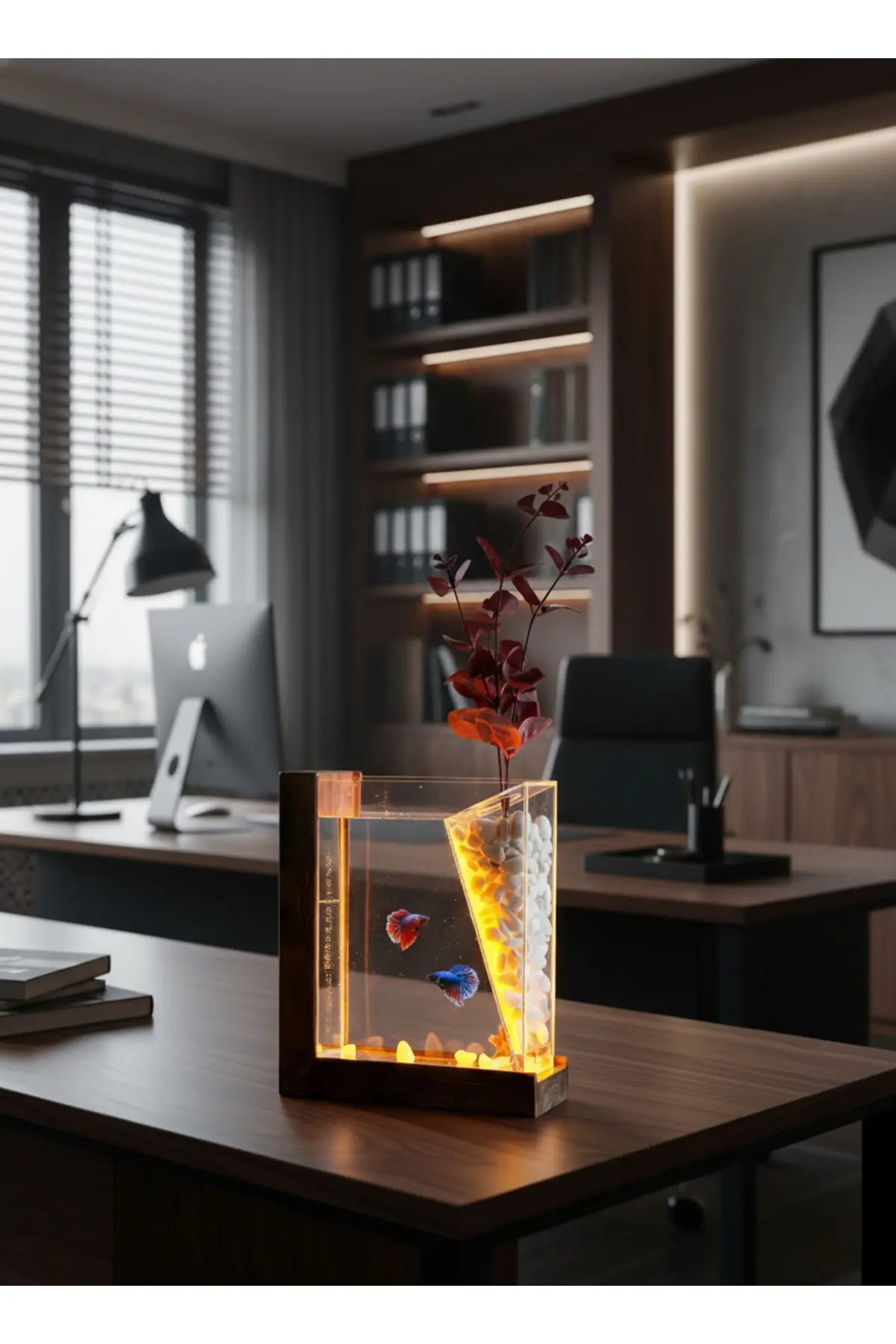 Poyel Decor Aura Wood Amber LED’li Beta Akvaryum