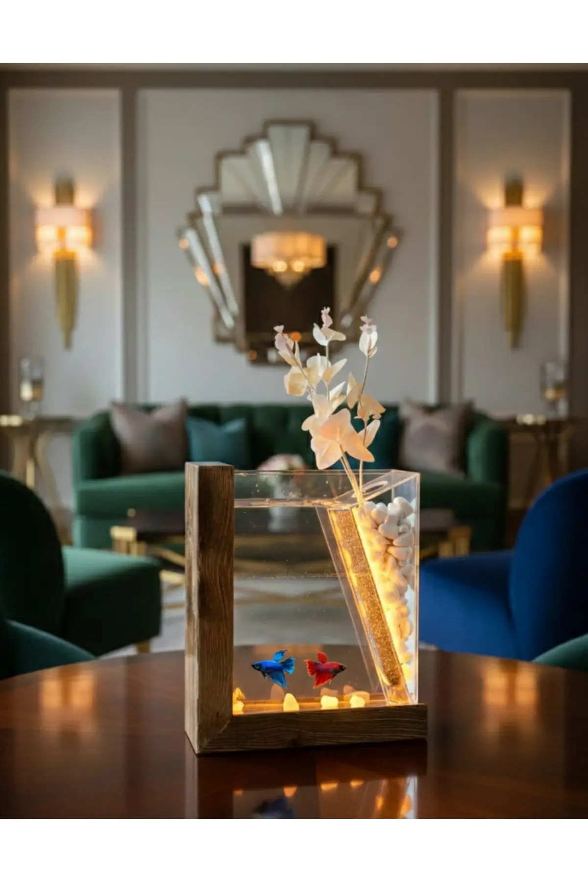 Poyel Decor Aura Wood Amber LED’li Beta Akvaryum