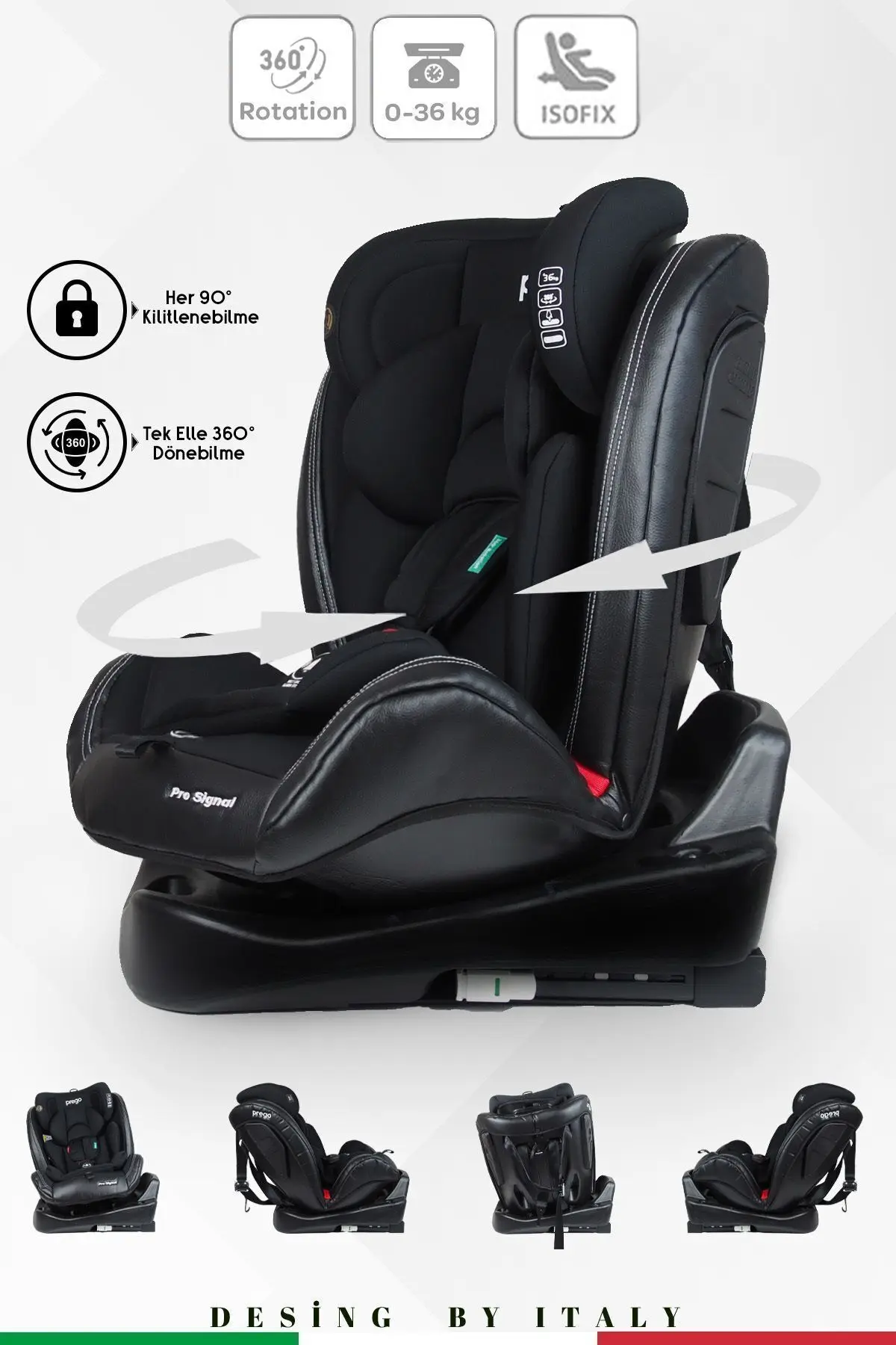 Prego Profix Pro Signal 360 Derece Dönebilen 0-36 Kg Isofixli Oto Koltuğu