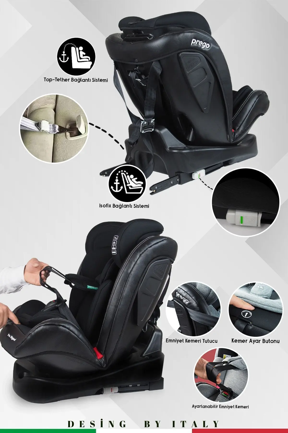 Prego Profix Pro Signal 360 Derece Dönebilen 0-36 Kg Isofixli Oto Koltuğu
