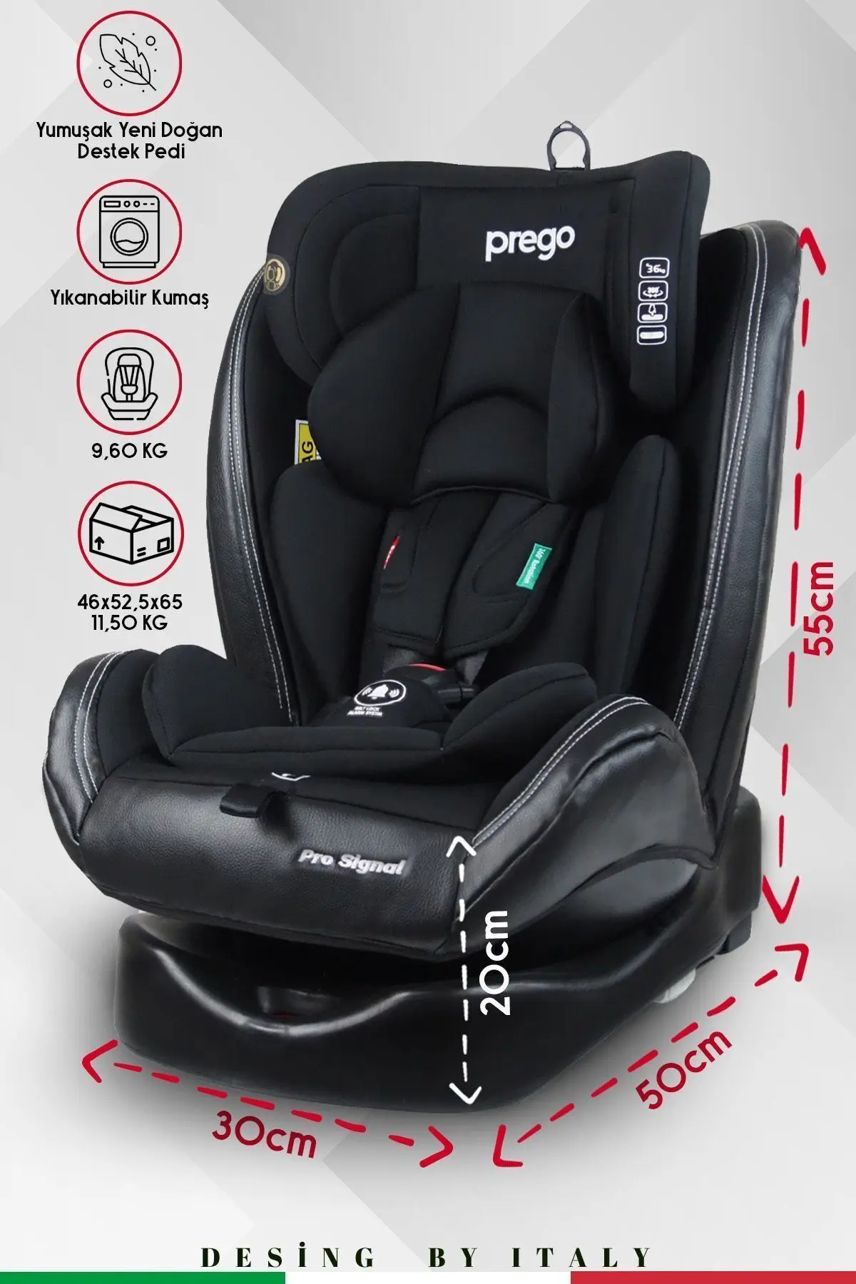 Prego Profix Pro Signal 360 Derece Dönebilen 0-36 Kg Isofixli Oto Koltuğu