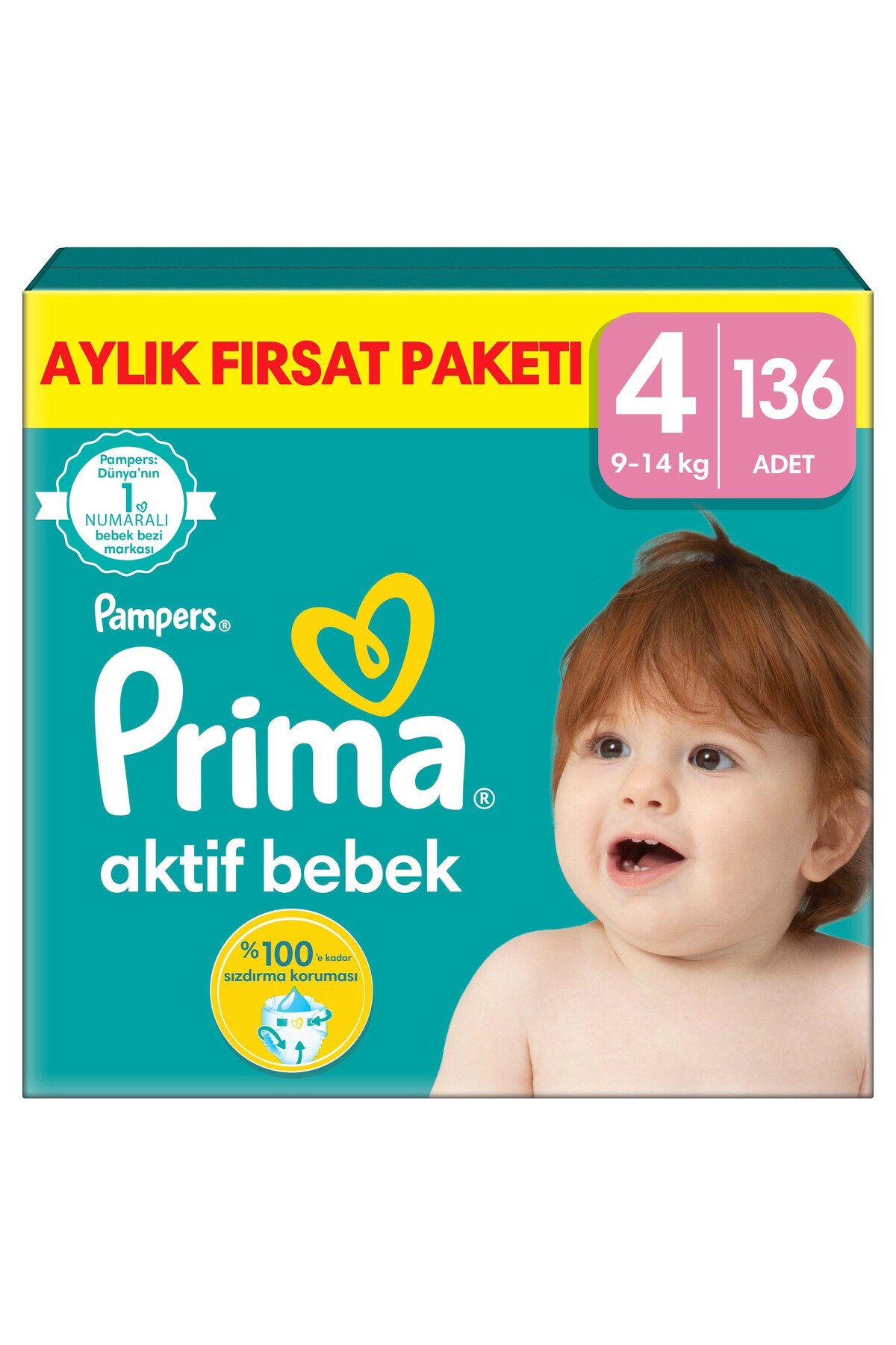 Prima Aktif Bebek 4 Numara 136 adet Bebek Bezi Aylık Fırsat Paketi