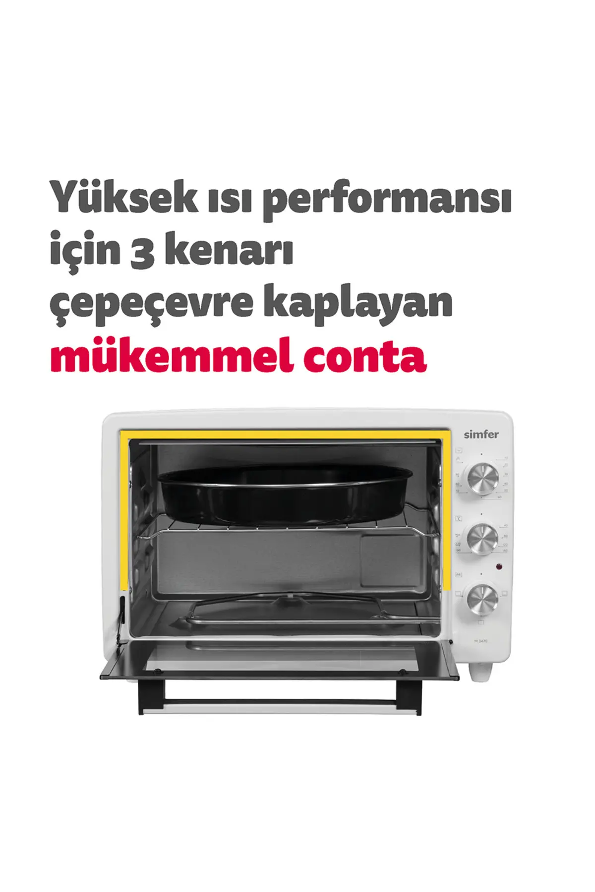 Simfer 3420 Beyaz 34 LT Statik Mini/Midi Fırın - 4 Fonksiyon, Programlanabilir Pişirme & Isı Kontrol Sistem