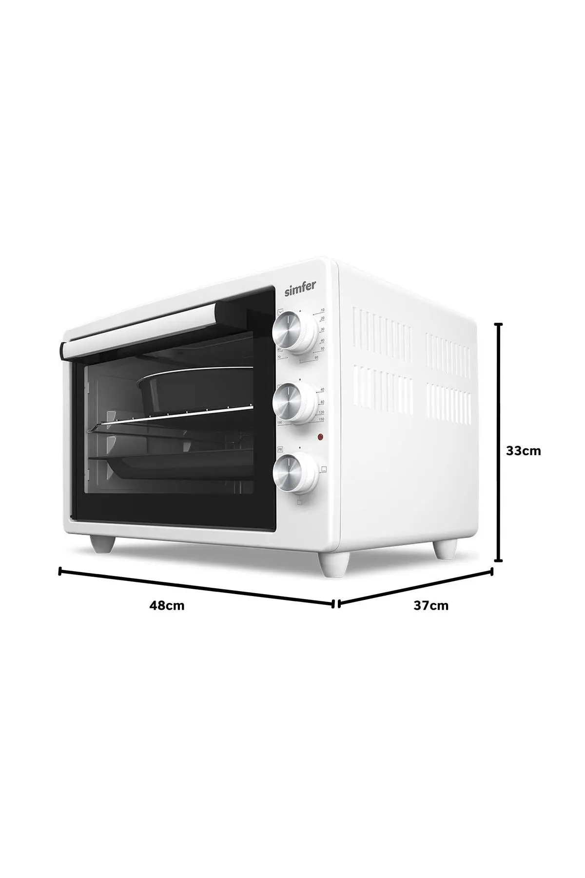 Simfer 3420 Beyaz 34 LT Statik Mini/Midi Fırın - 4 Fonksiyon, Programlanabilir Pişirme & Isı Kontrol Sistem