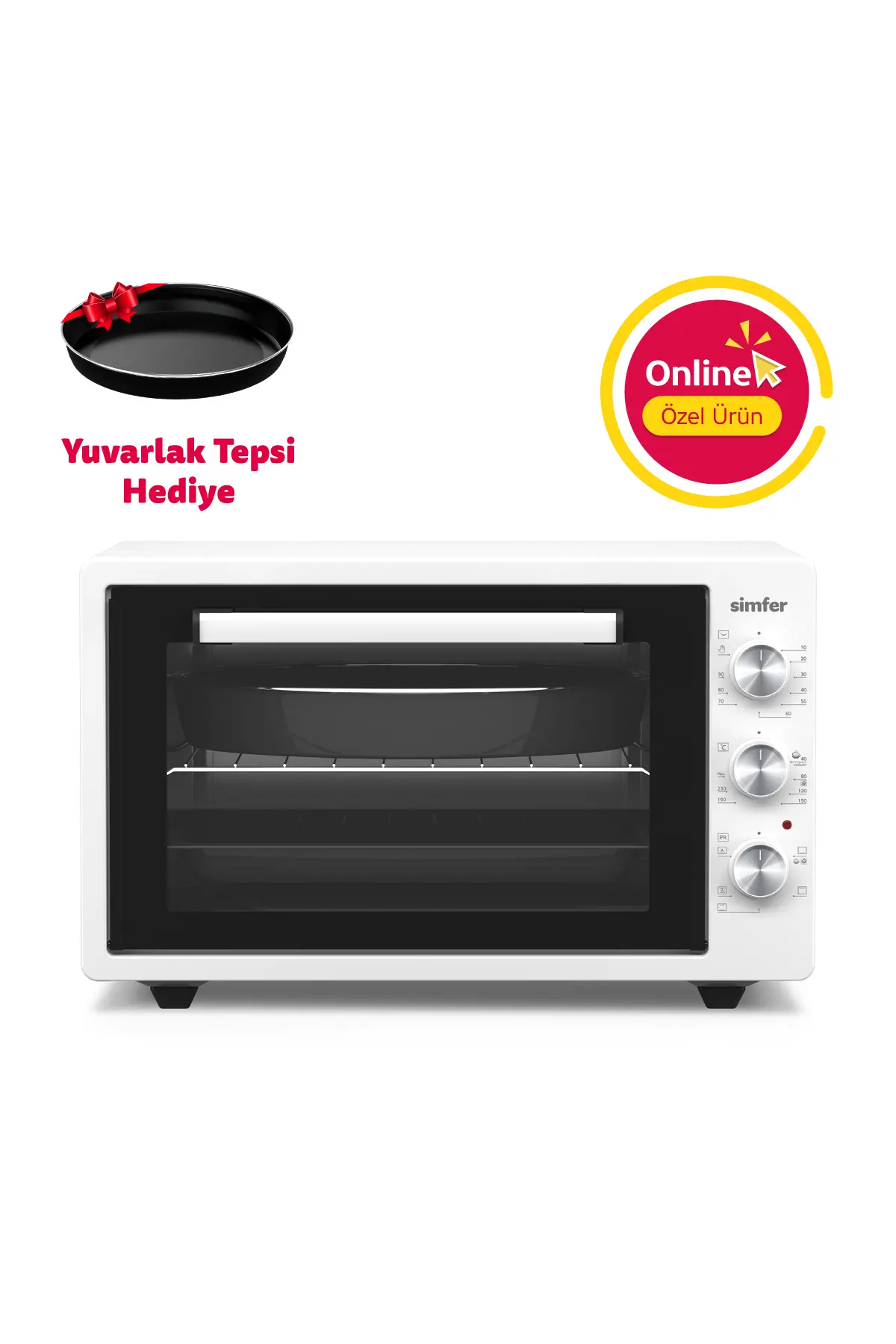 Simfer 4242 Beyaz 42 LT Turbo Fan Mini/Midi Fırın - 6 Fonksiyon,Yoğurt Yapma, Buz Çözme & İç Aydınlatma