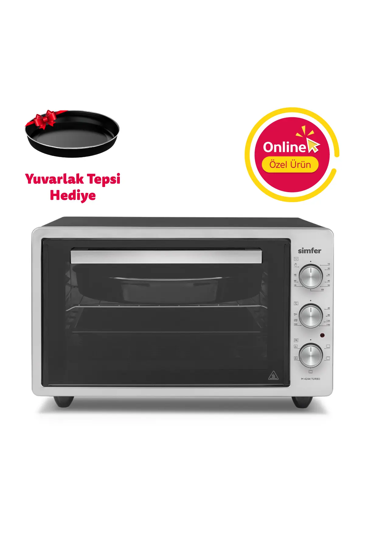 Simfer 4244 İnox Gri 42 LT Turbo Fan Mini/Midi Fırın - 6 Fonksiyon,Yoğurt Yapma, Buz Çözme & İç Aydınlatma