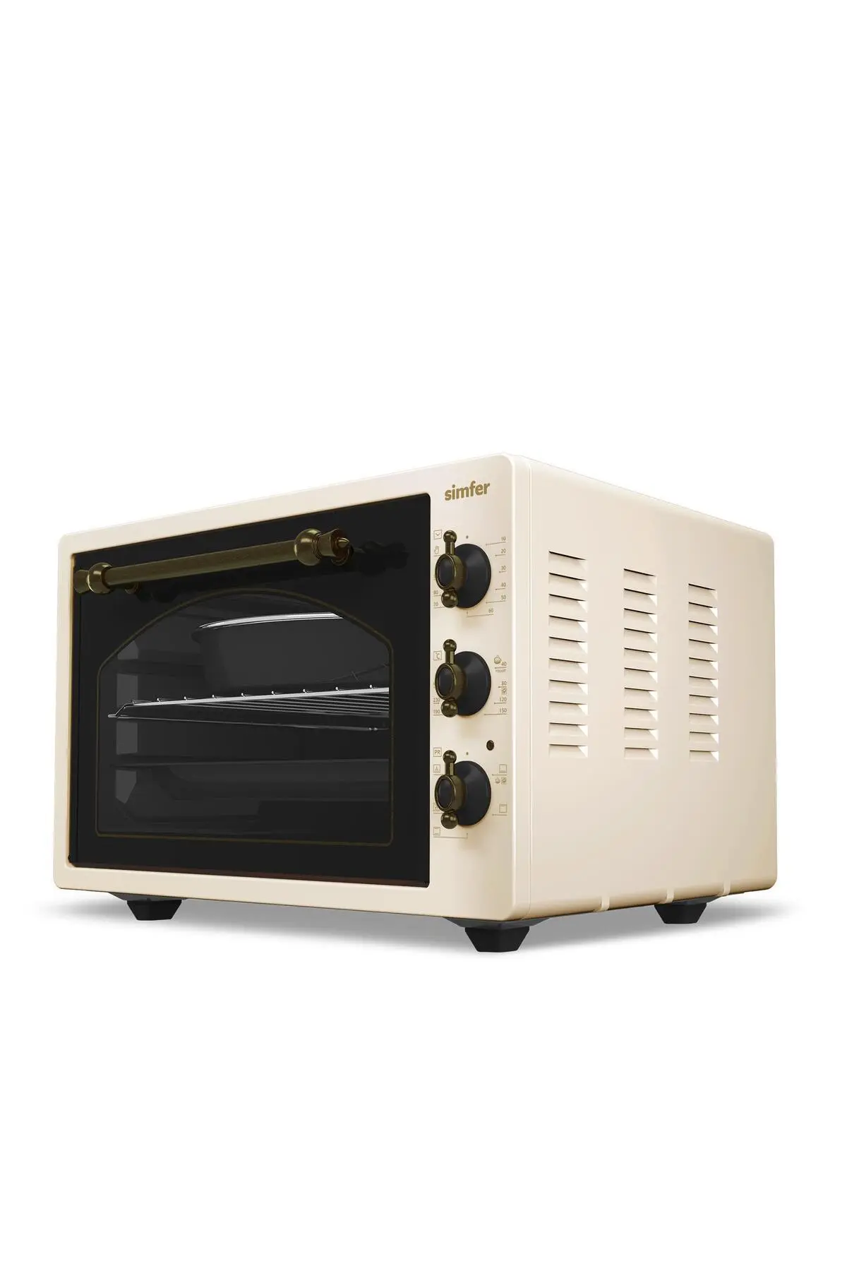 Simfer 4295 Retro Bej 42LT Turbo Fan Mini/Midi Fırın – 6 Fonksiyon, Yoğurt Yapma & Buz Çözme Özellikli