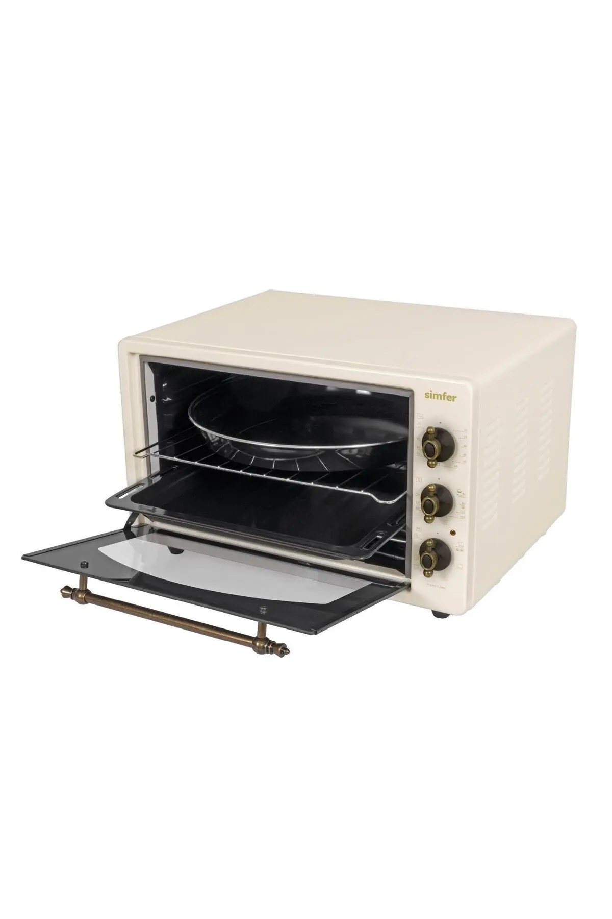 Simfer 4295 Retro Bej 42LT Turbo Fan Mini/Midi Fırın – 6 Fonksiyon, Yoğurt Yapma & Buz Çözme Özellikli