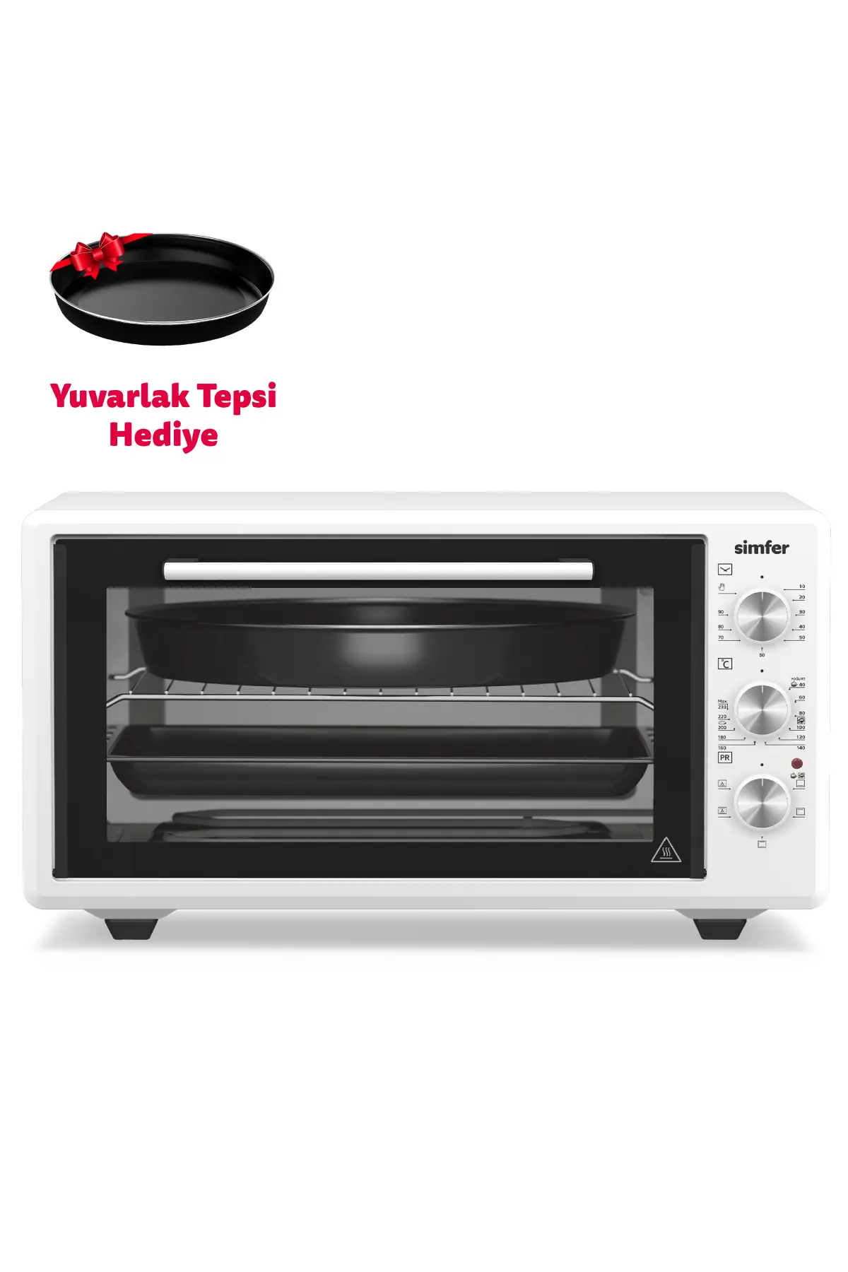Simfer 4546 Beyaz 45 LT Turbo Fan Mini/Midi Fırın - 6 Fonksiyon, Yoğurt Yapma & Buz Çözme Özellikli