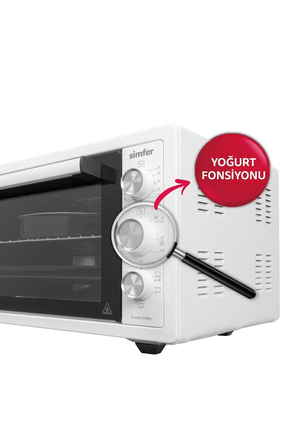 Simfer 7062 Beyaz 70 LT Turbo Fan Piliç Çevirme Mini/Midi Fırın - Multi Fonksiyon, Yoğurt Yapma, Buz Çöz