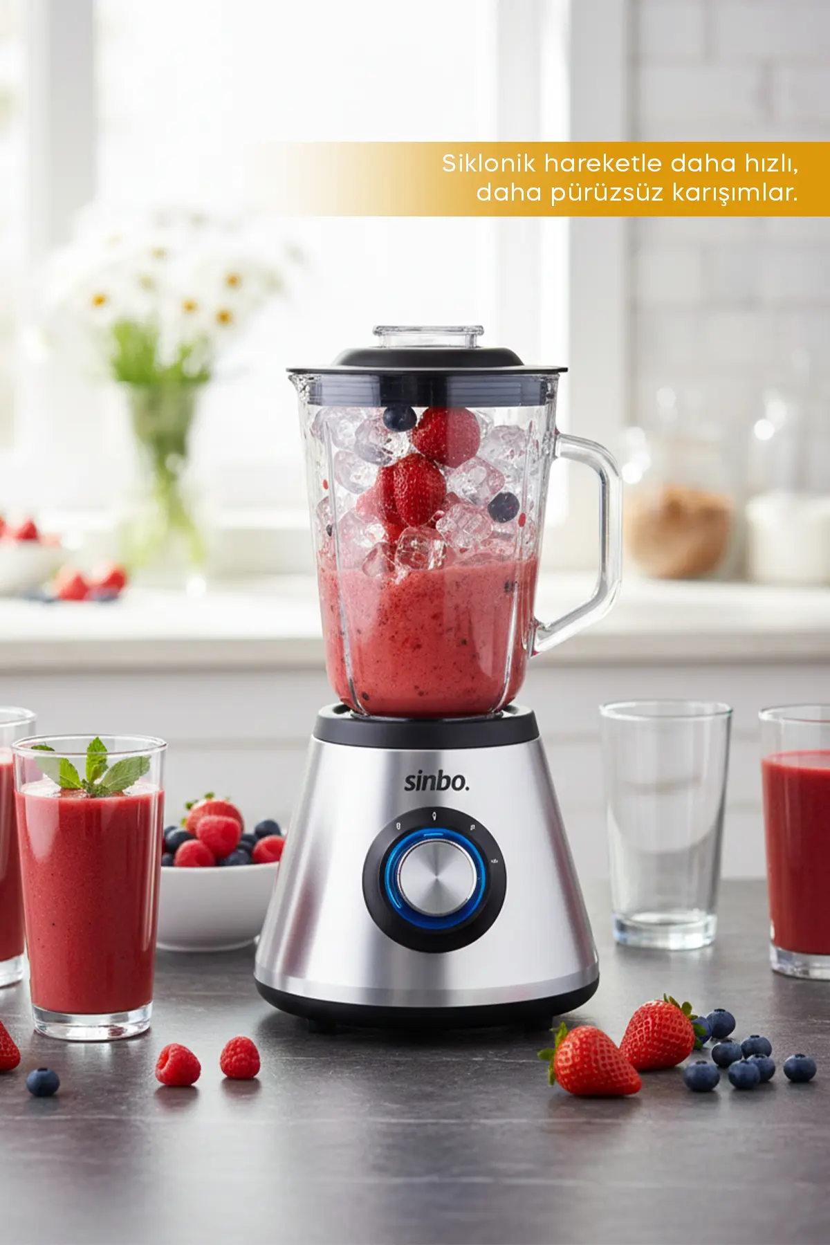 Sinbo SHB-7520 Turbo Blender – 400W, 1.5L Cam Hazne, 6 Bıçaklı Buz Kırma & Smoothie